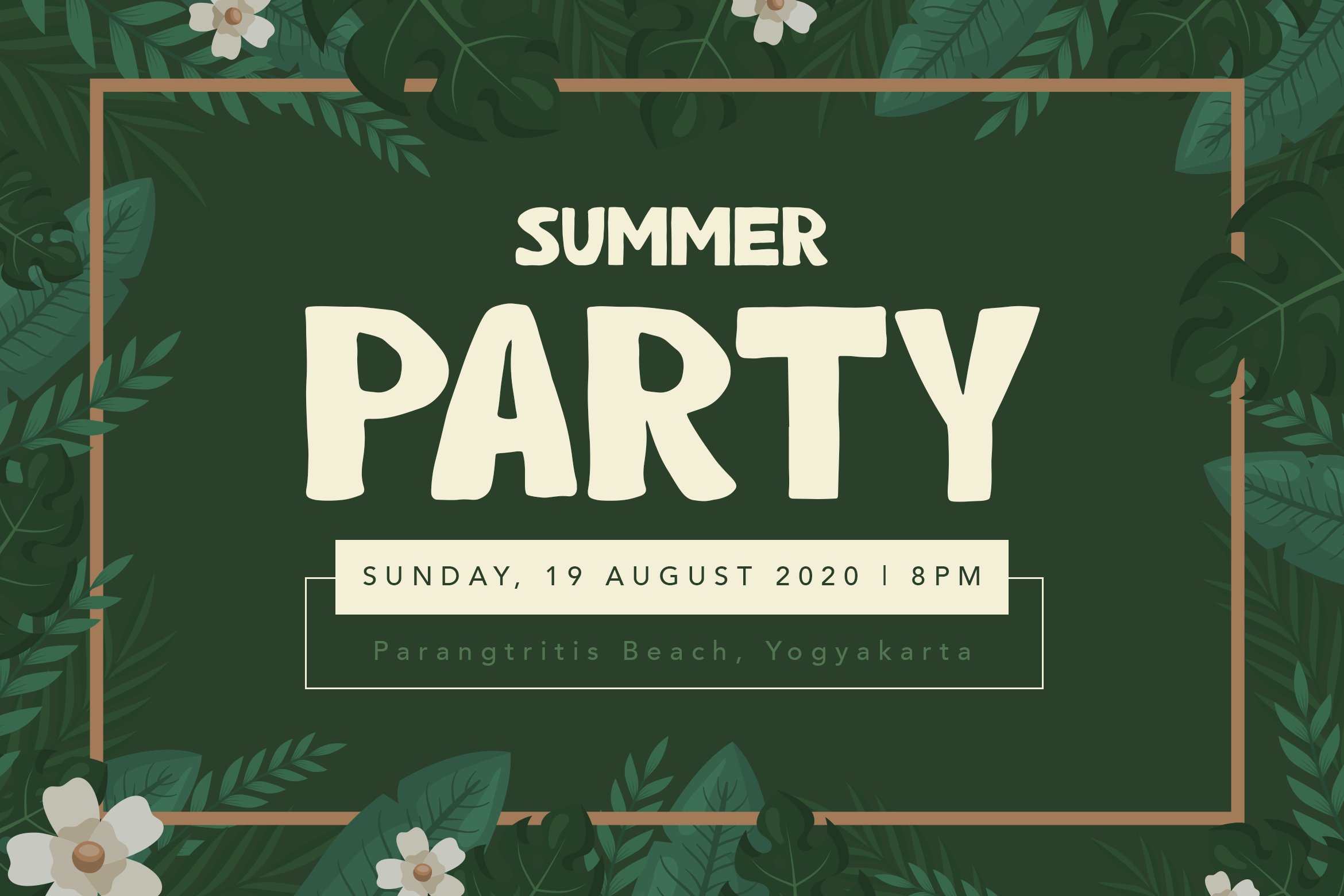 Summer party illustration with small delicate flowers.