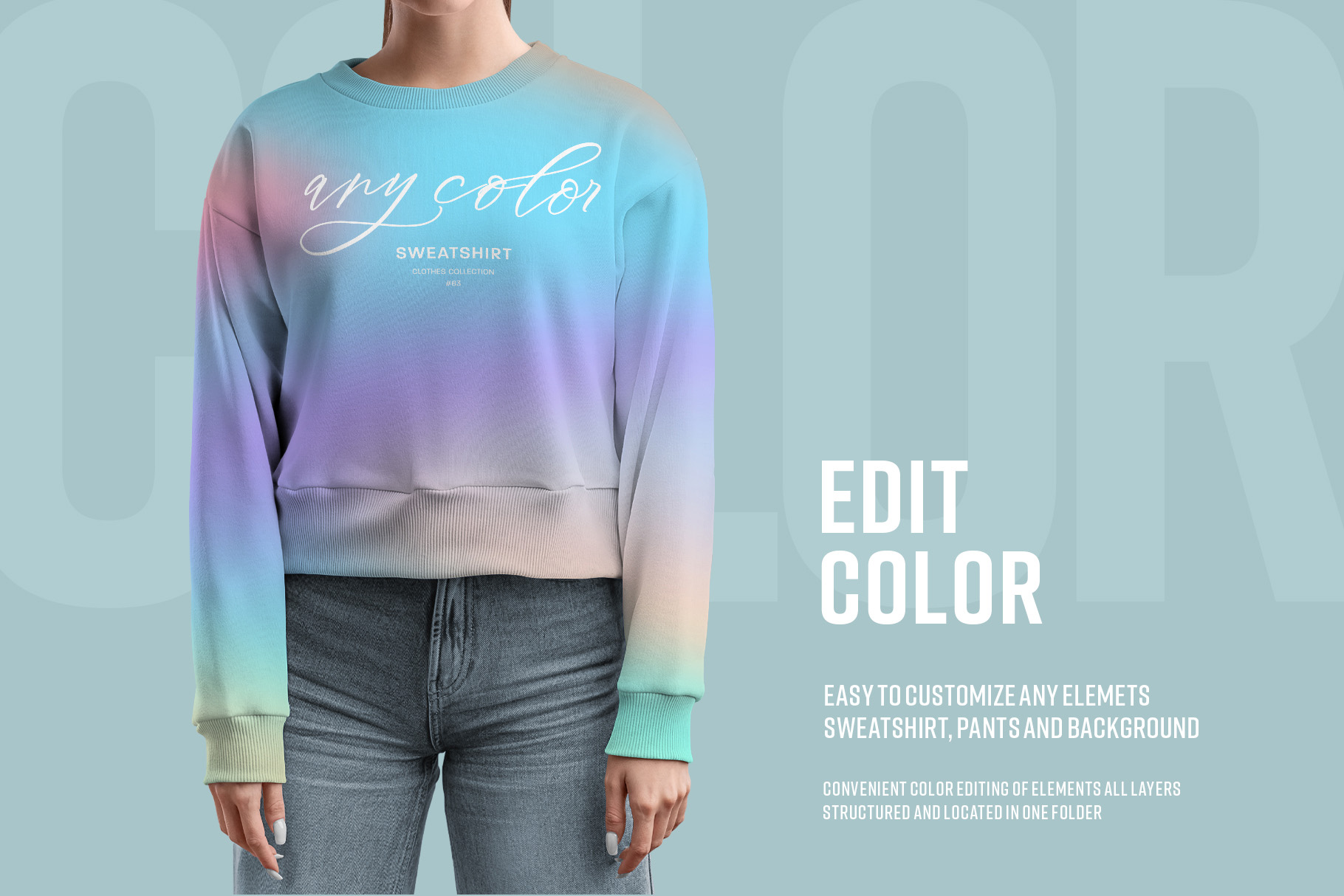 9 Mockups Woman Crop Top Sweatshirt edit color.