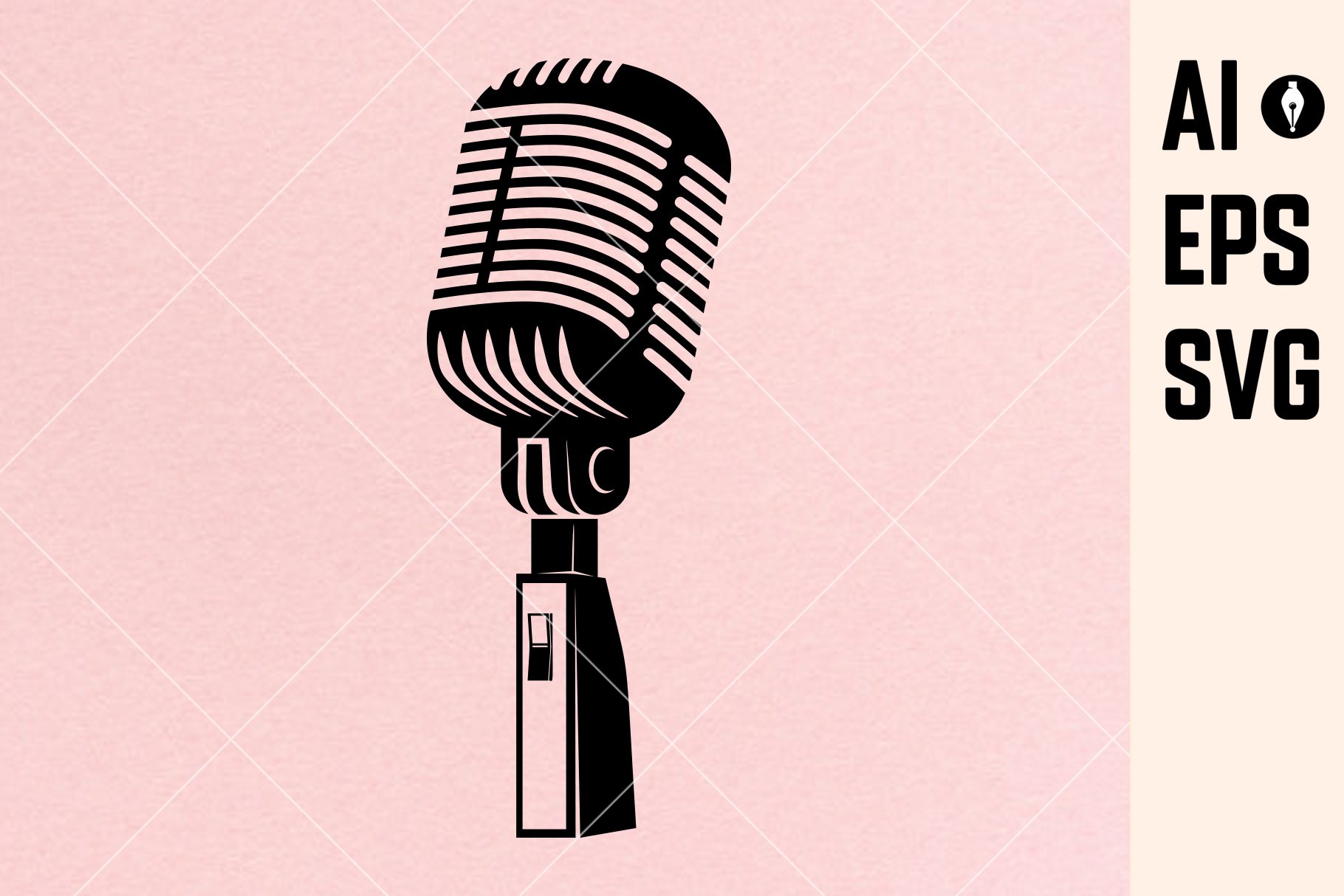 Nice retro microphone on a light pink background.