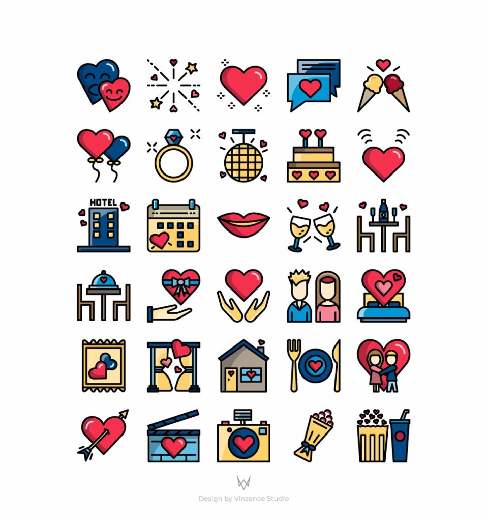 30 Date Night Icon Sets – MasterBundles