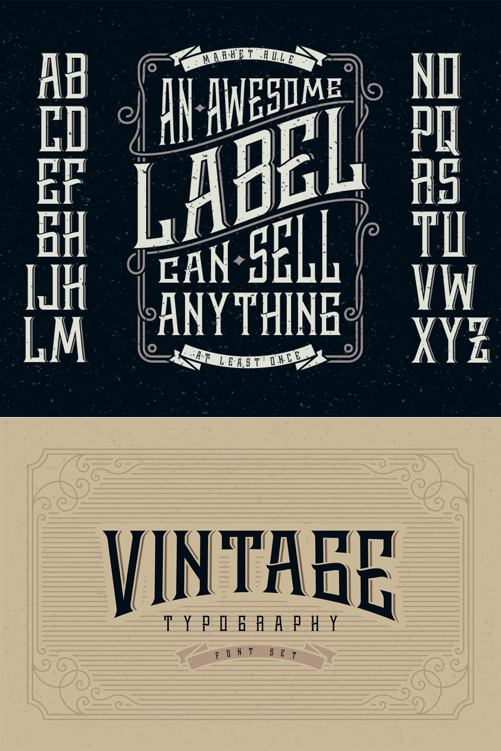Whiskey Label Font Pinterest collage image.