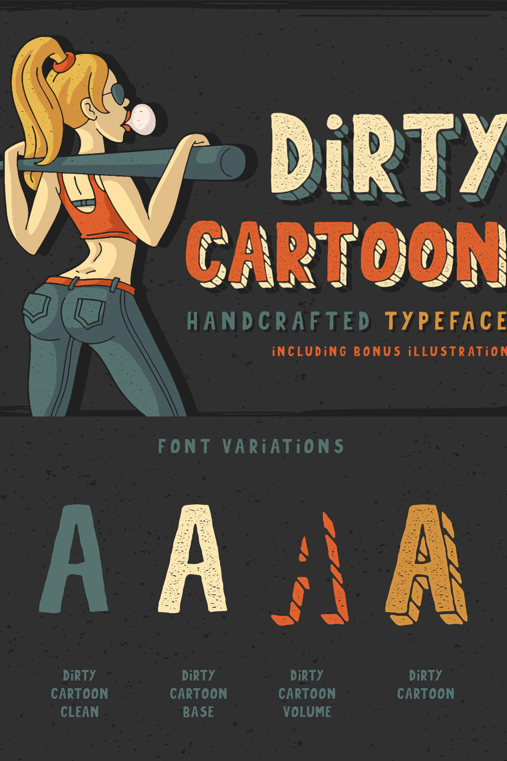 Images with a caption showing off the fabulous Dirty Cartoon font.