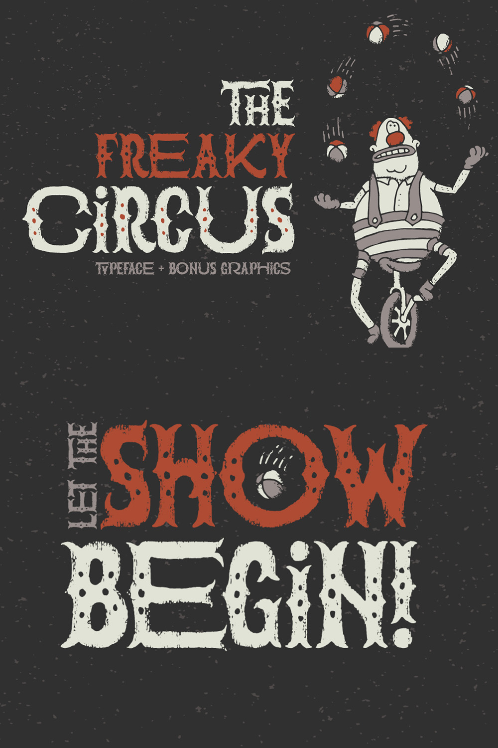 The Freaky Circus Font Pinterest Collage image.