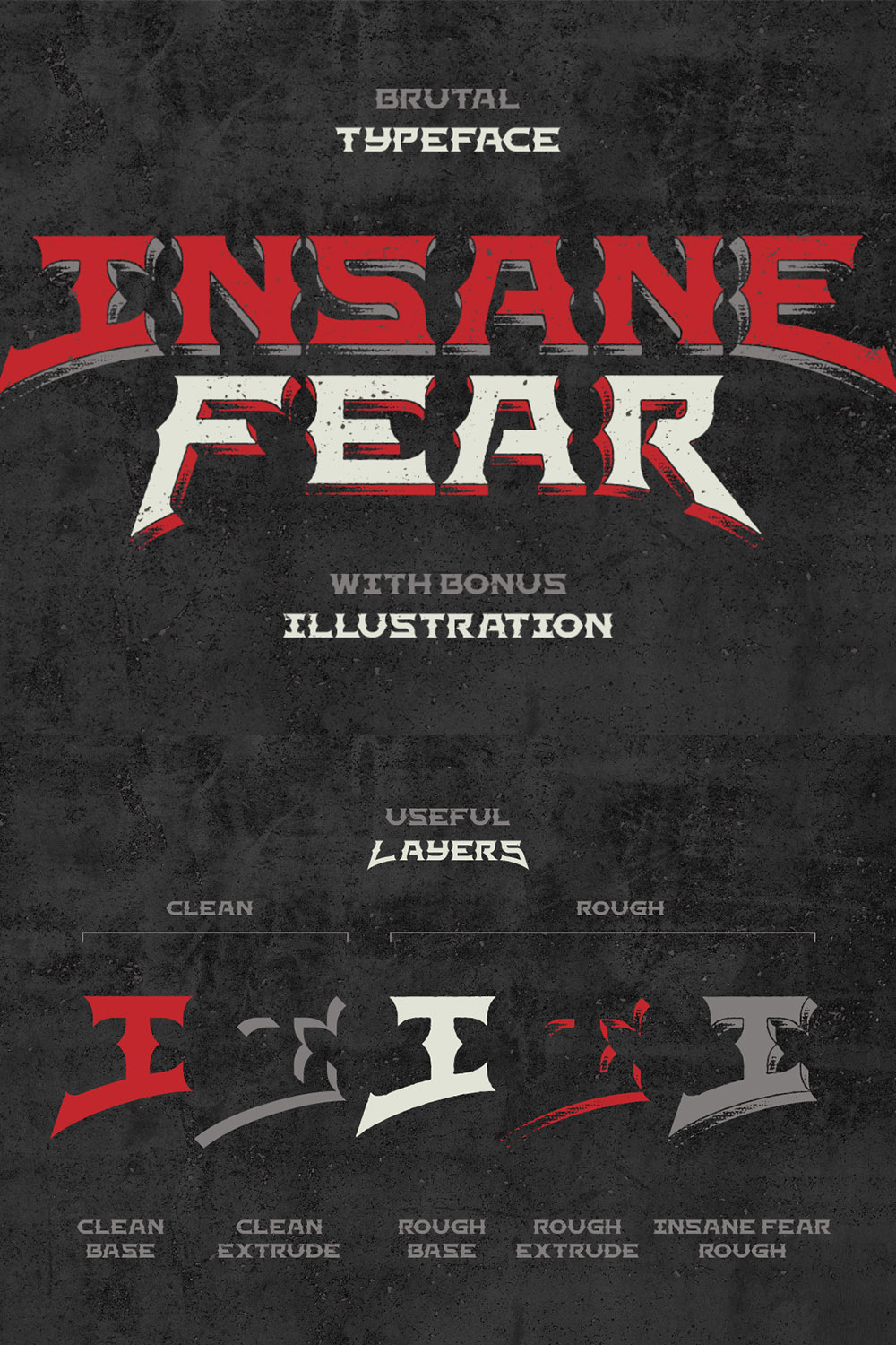 Images with text showcasing the awesome Insane Fear font.