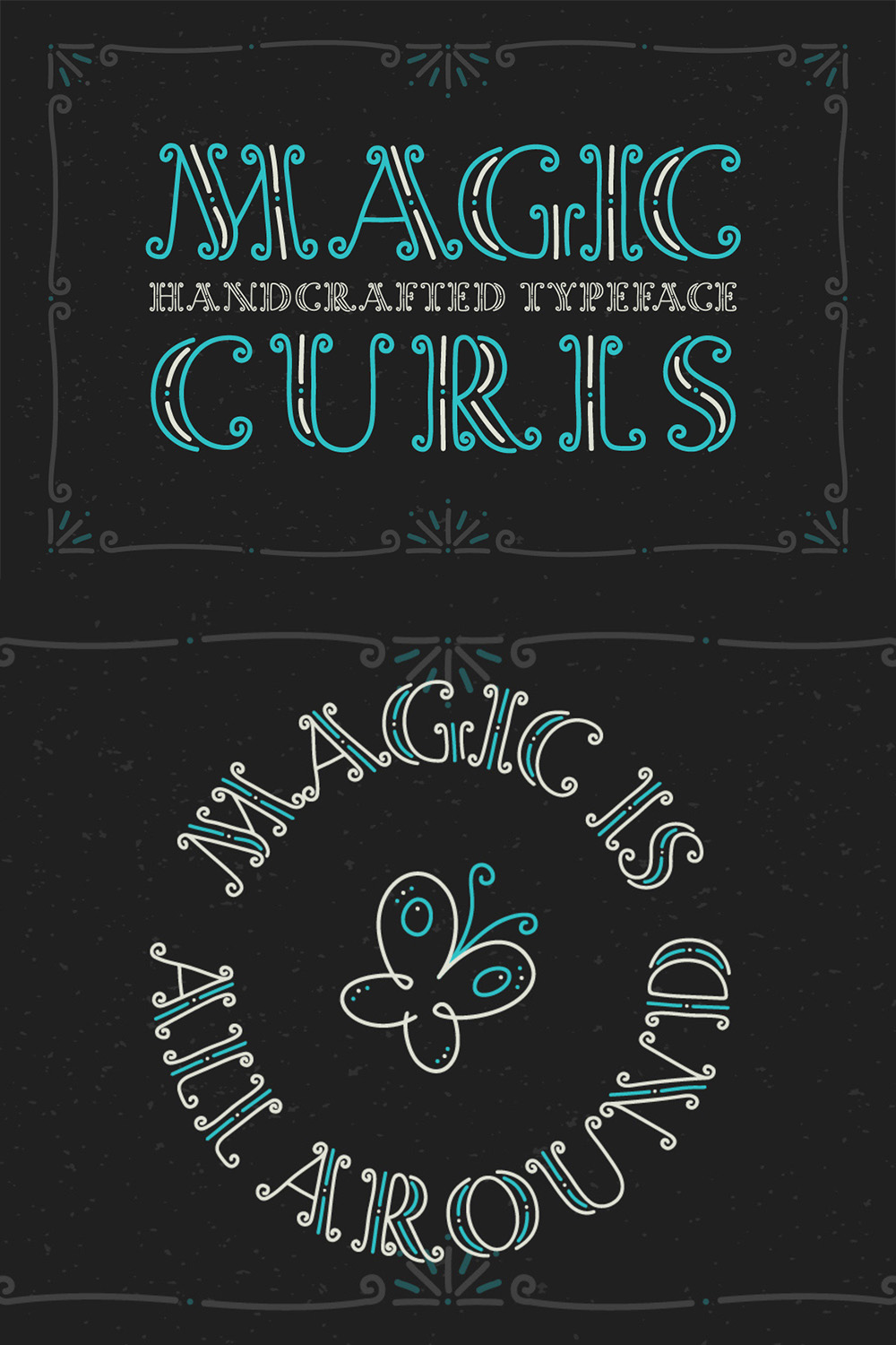 Magic Curls Font Pinterest collage image.