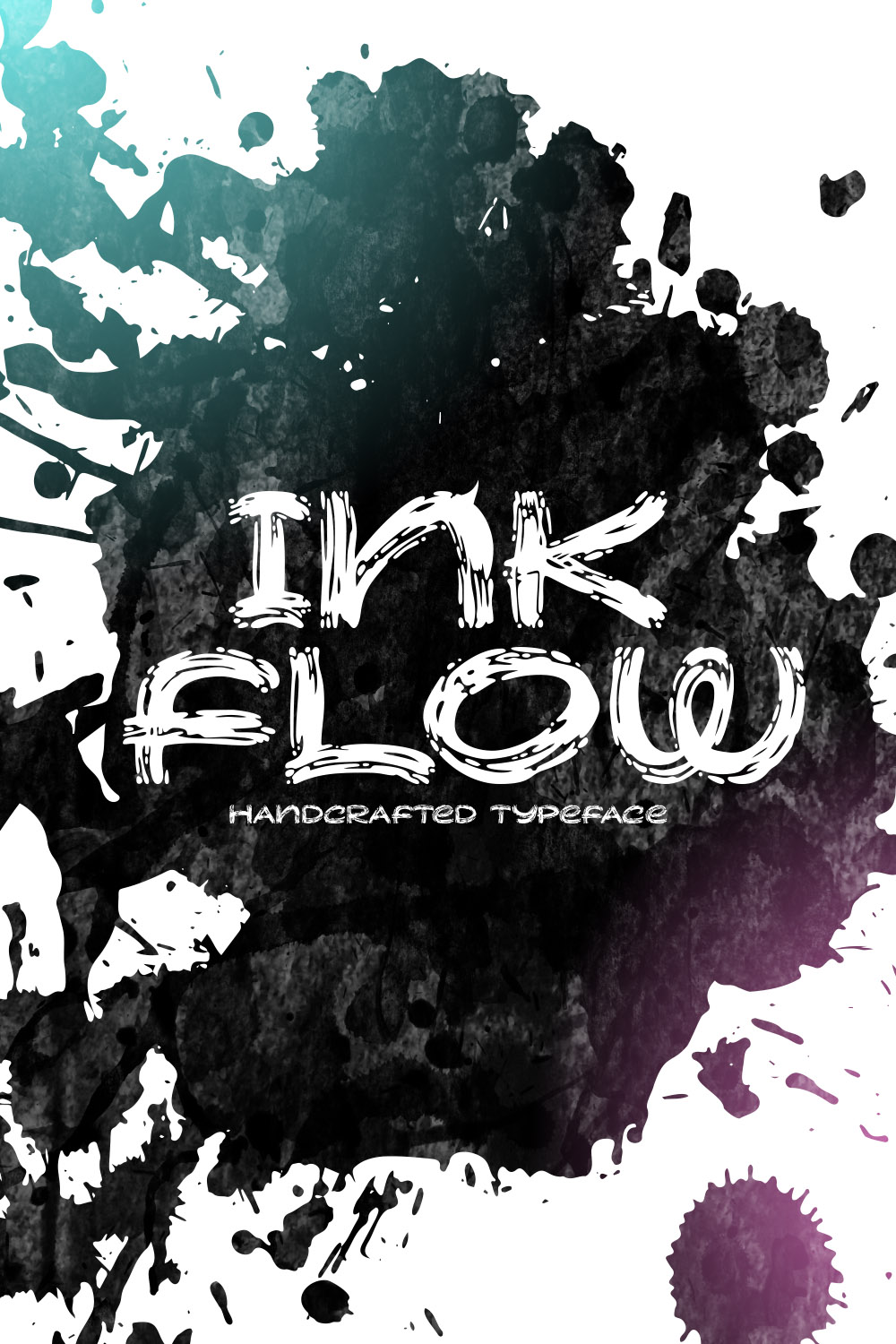 Ink Flow Handcrafted Brush Font Pinterest Collage image.