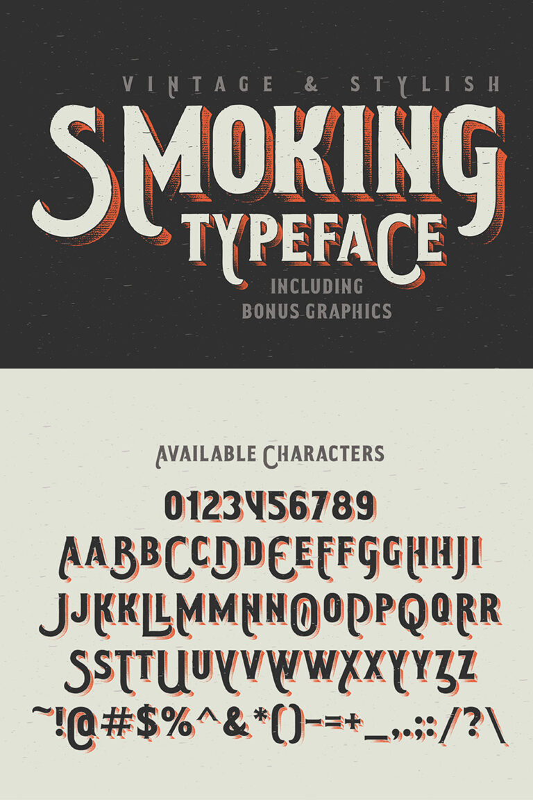 Retro Font Smoking Typeface Design and illustration | MasterBundles