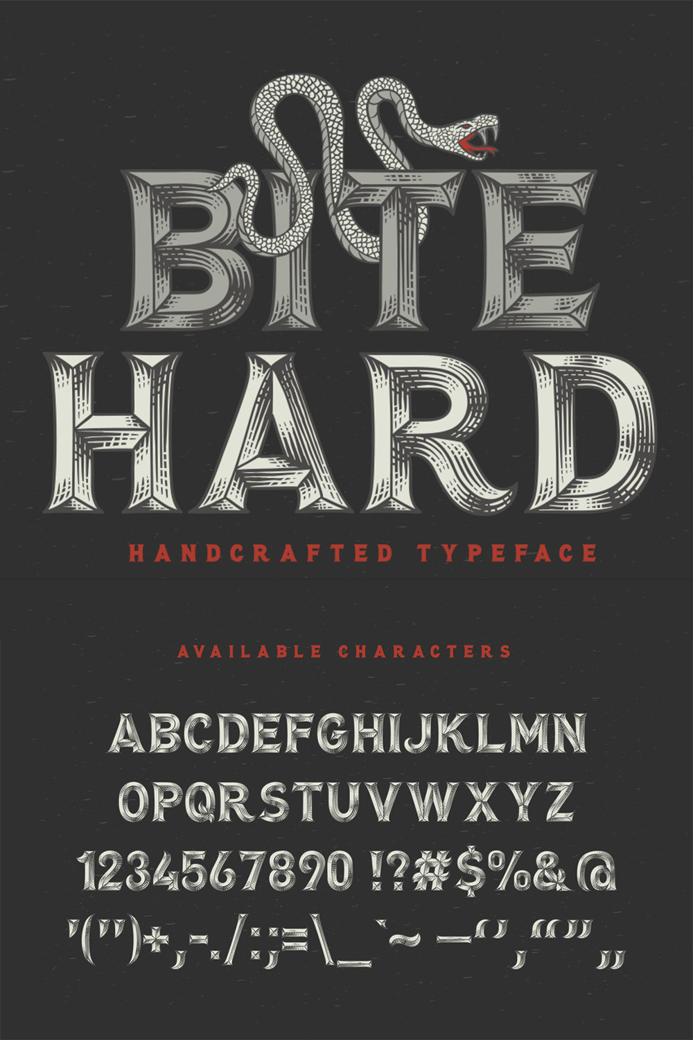 Bite Hard Font Pinterest Collage image.