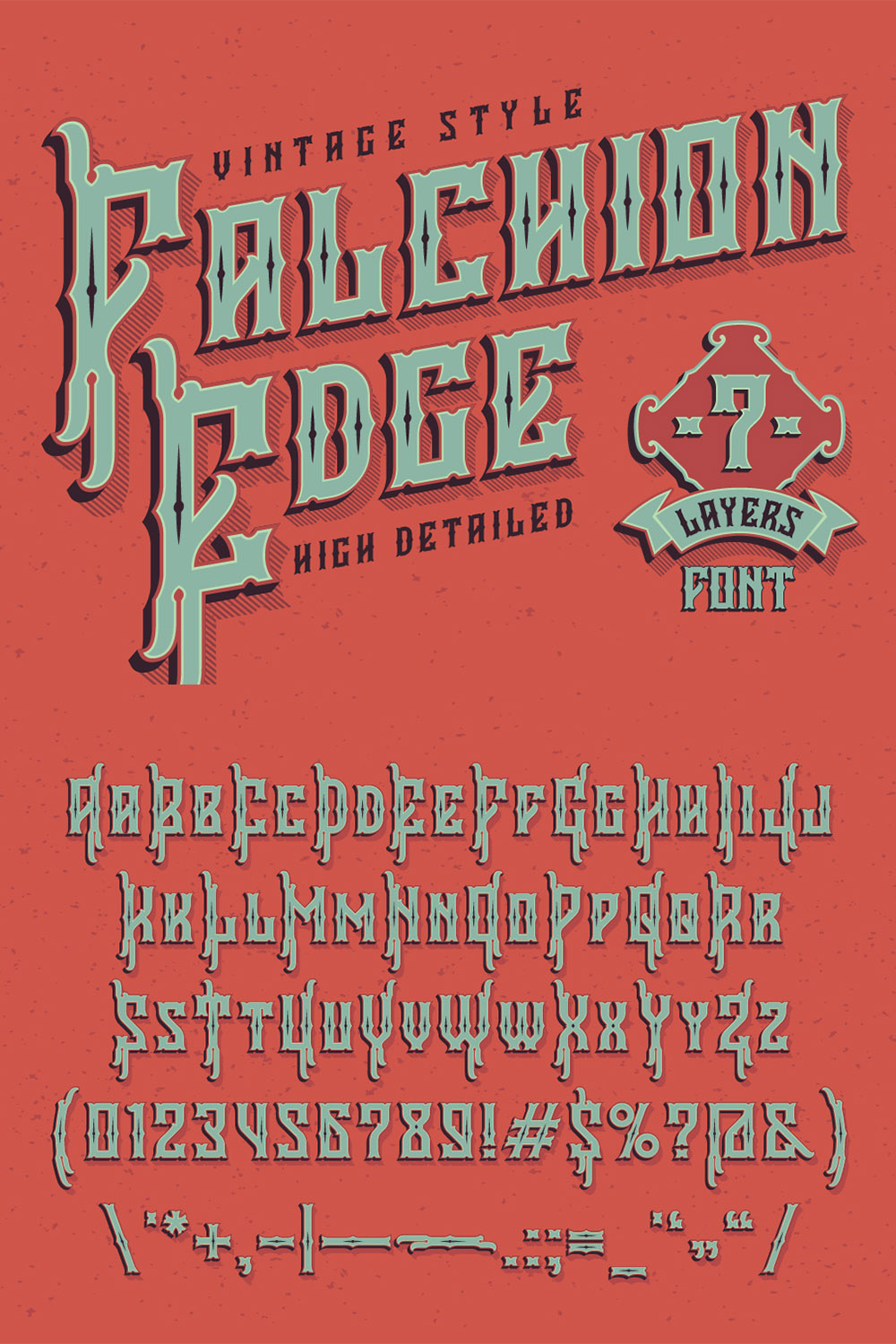 Image with text showcasing the fabulous Falchion Edge font.