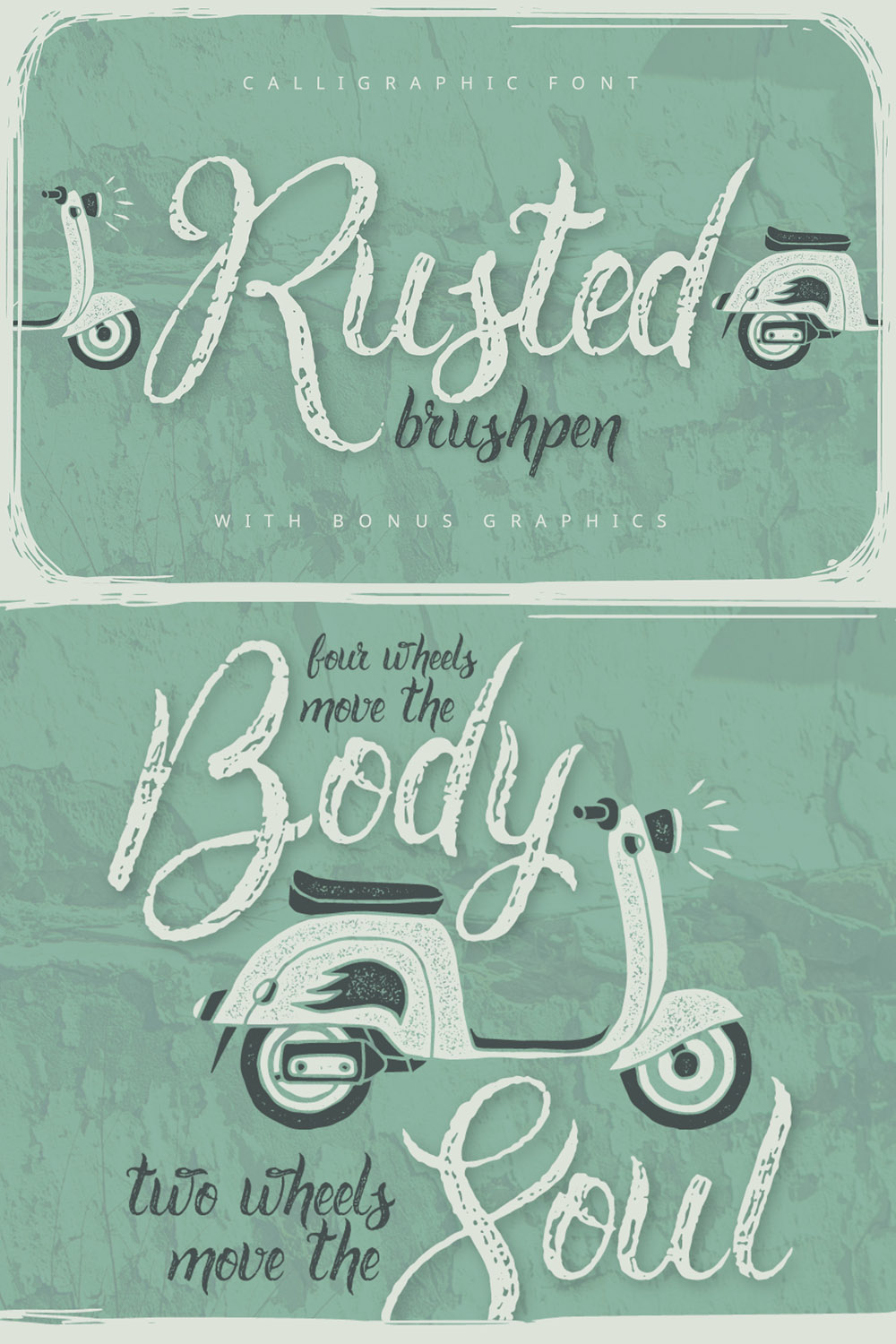 Rusted Brushpen Script + Bonus - pinterest image preview.
