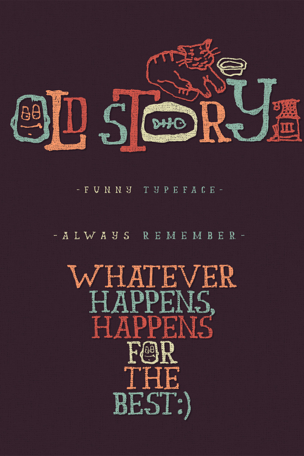 Old Story Typeface Pinterest collage image.