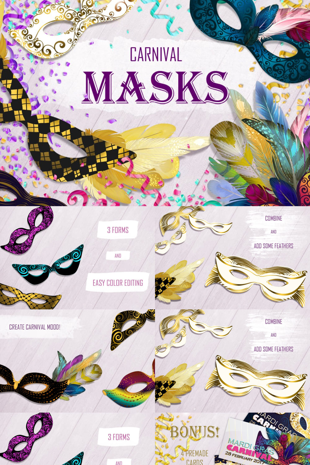 Carnival Masks - pinterest image preview.