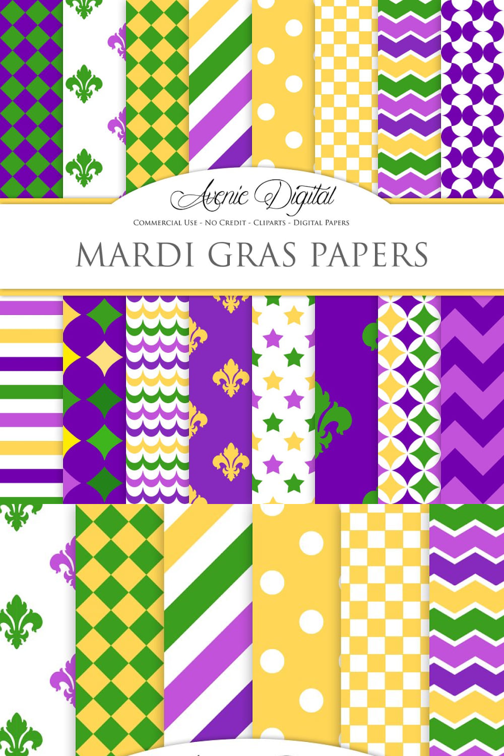 Mardi Gras Background Digital Paper - pinterest image preview.