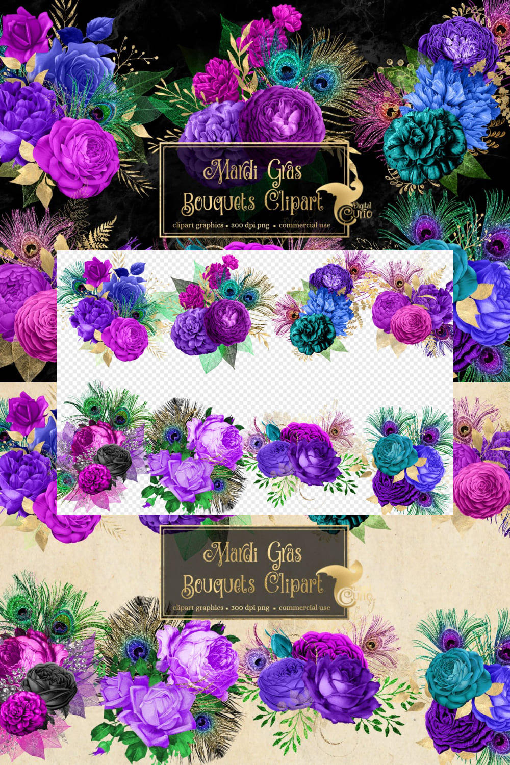 03 mardi gras bouquets clipart 1000x1500 391