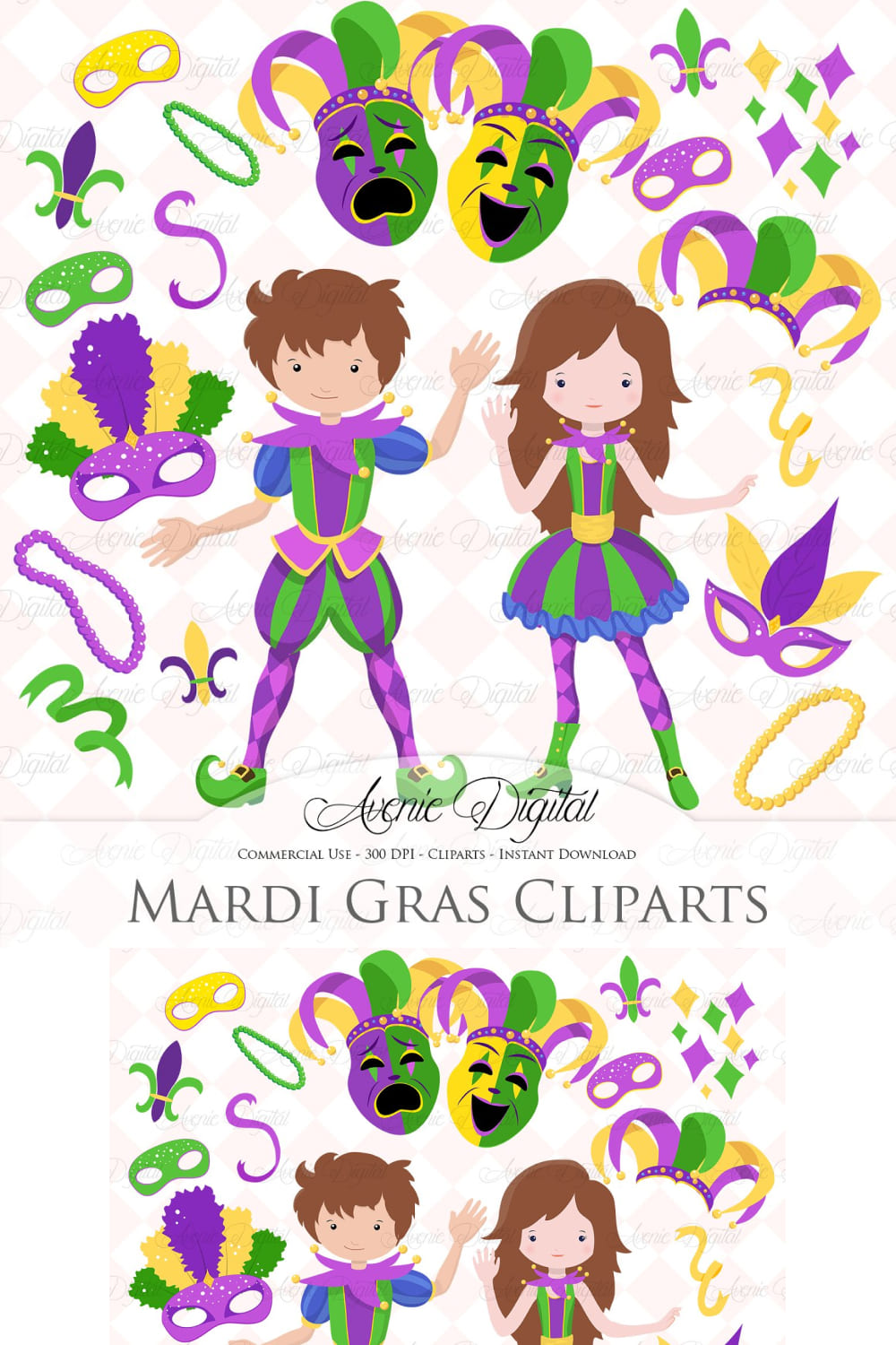Mardi Gras Clipart - Pinterest image preview.