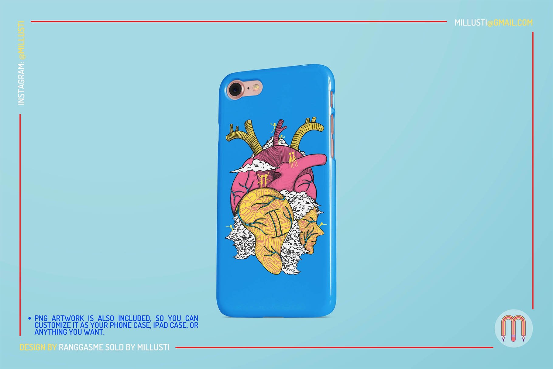 Blue phone case with a high quality astrology heart graphic.