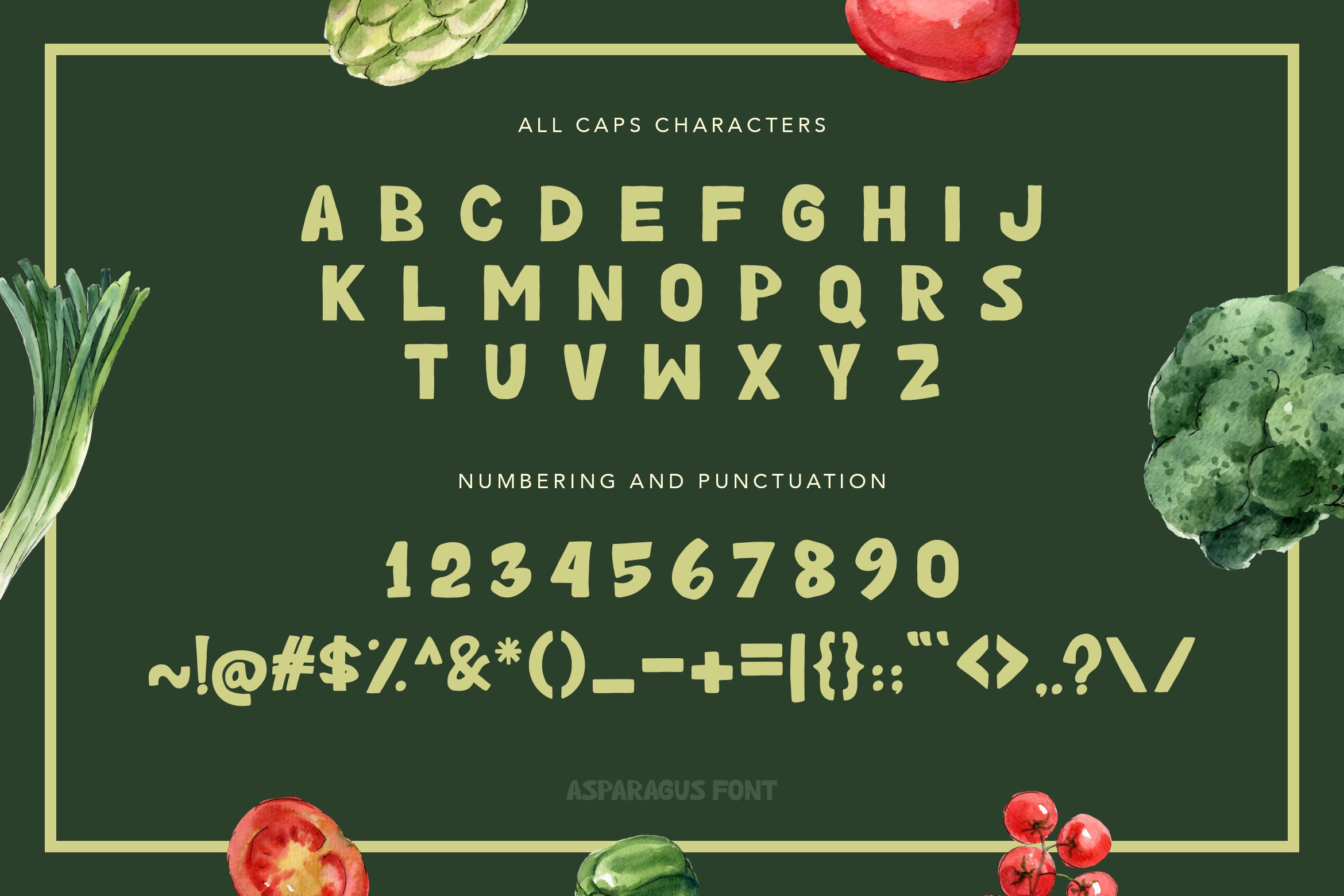 General view of the Asparagus Handwritten Font.
