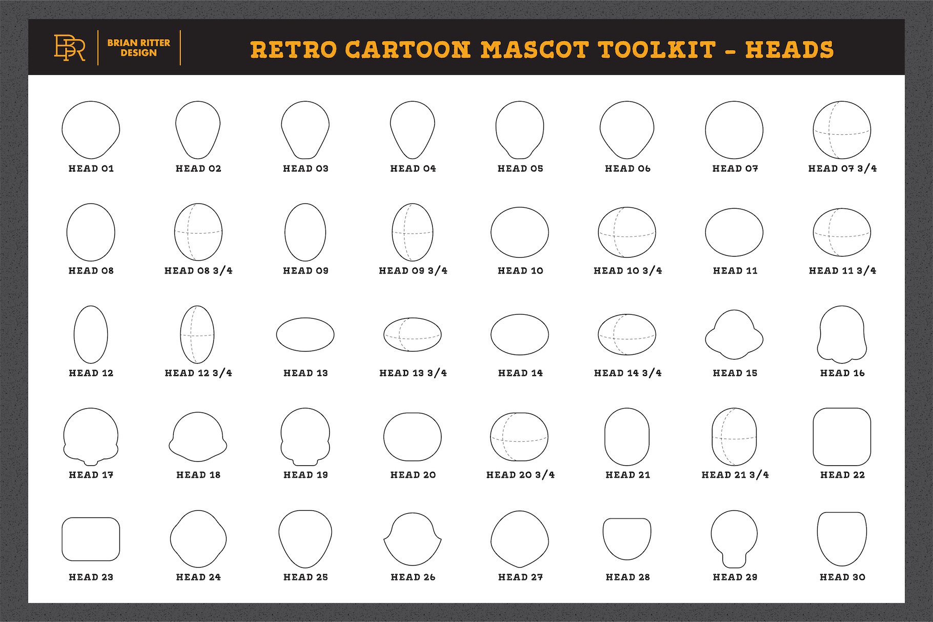 Retro cartoon mascot toolkit - heads.