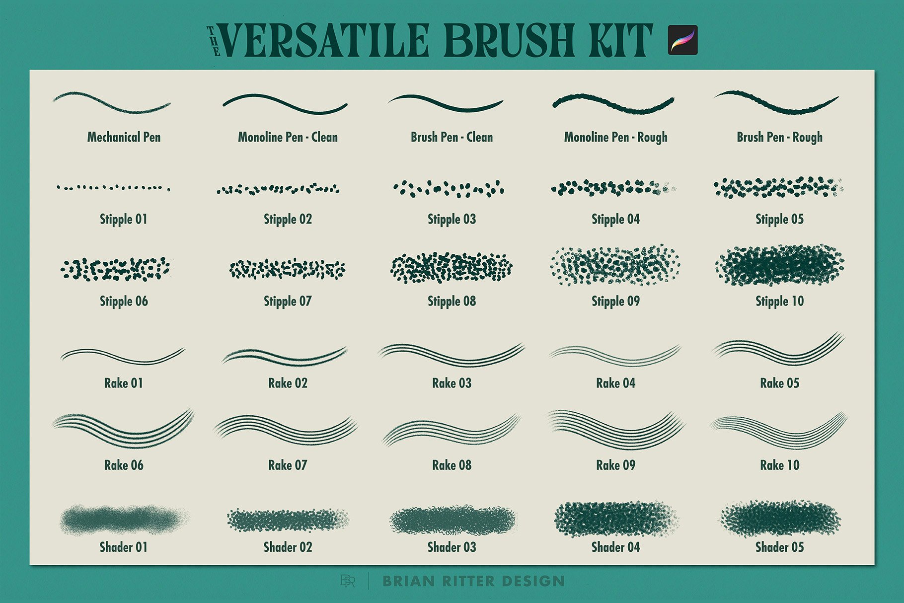 Versatility brushes collection.