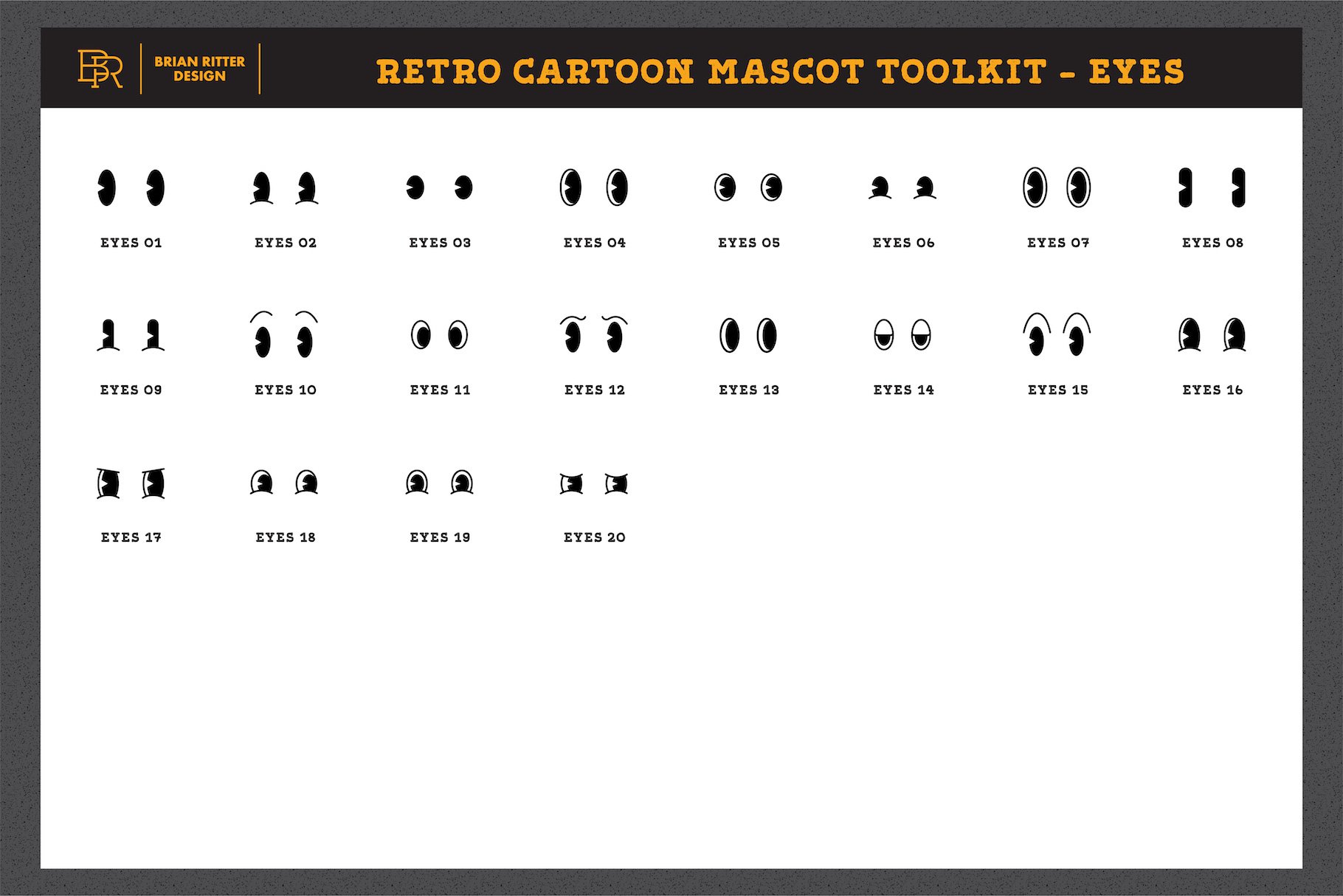 Retro cartoon mascot toolkit - eyes.