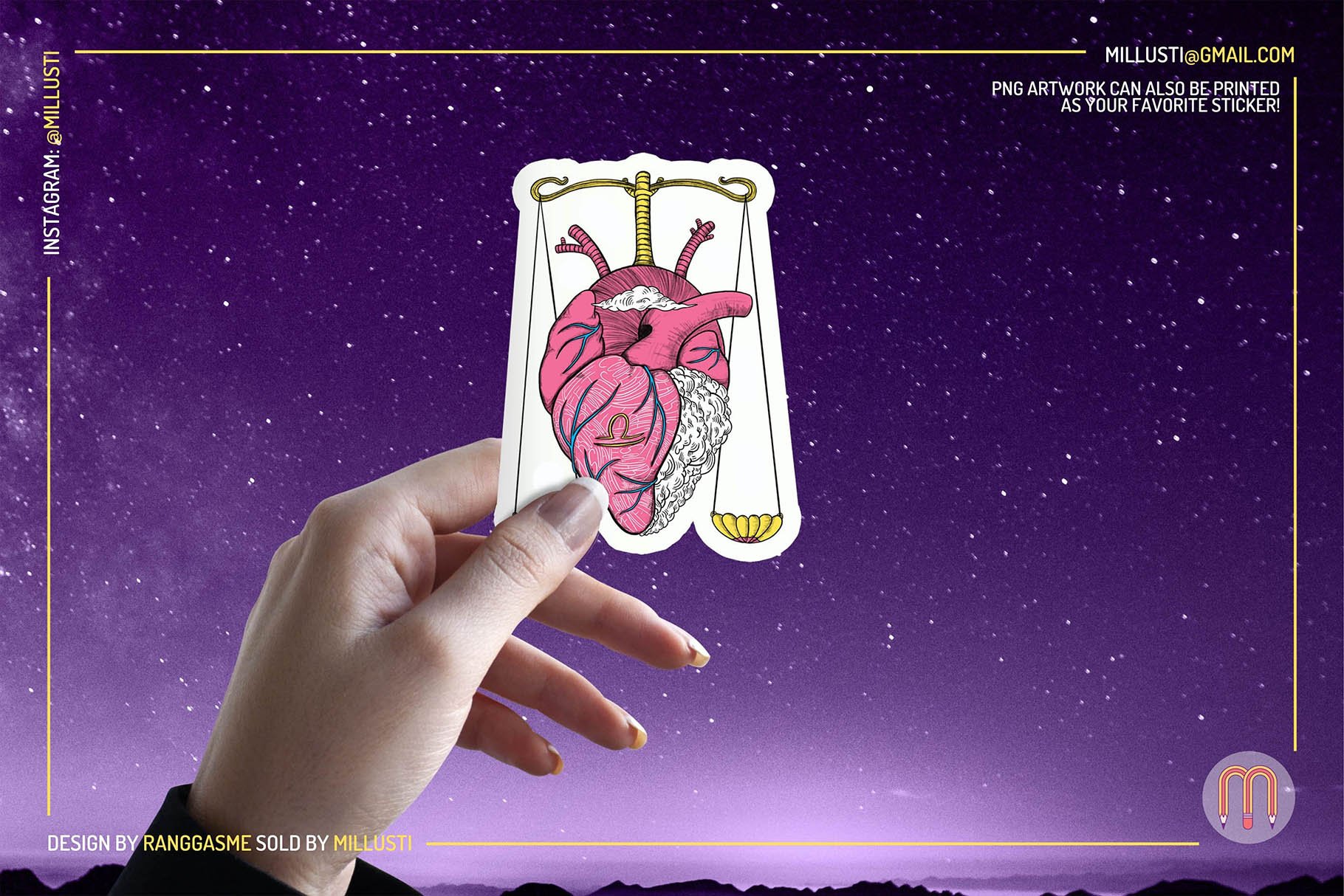 Anatomy heart sticker.