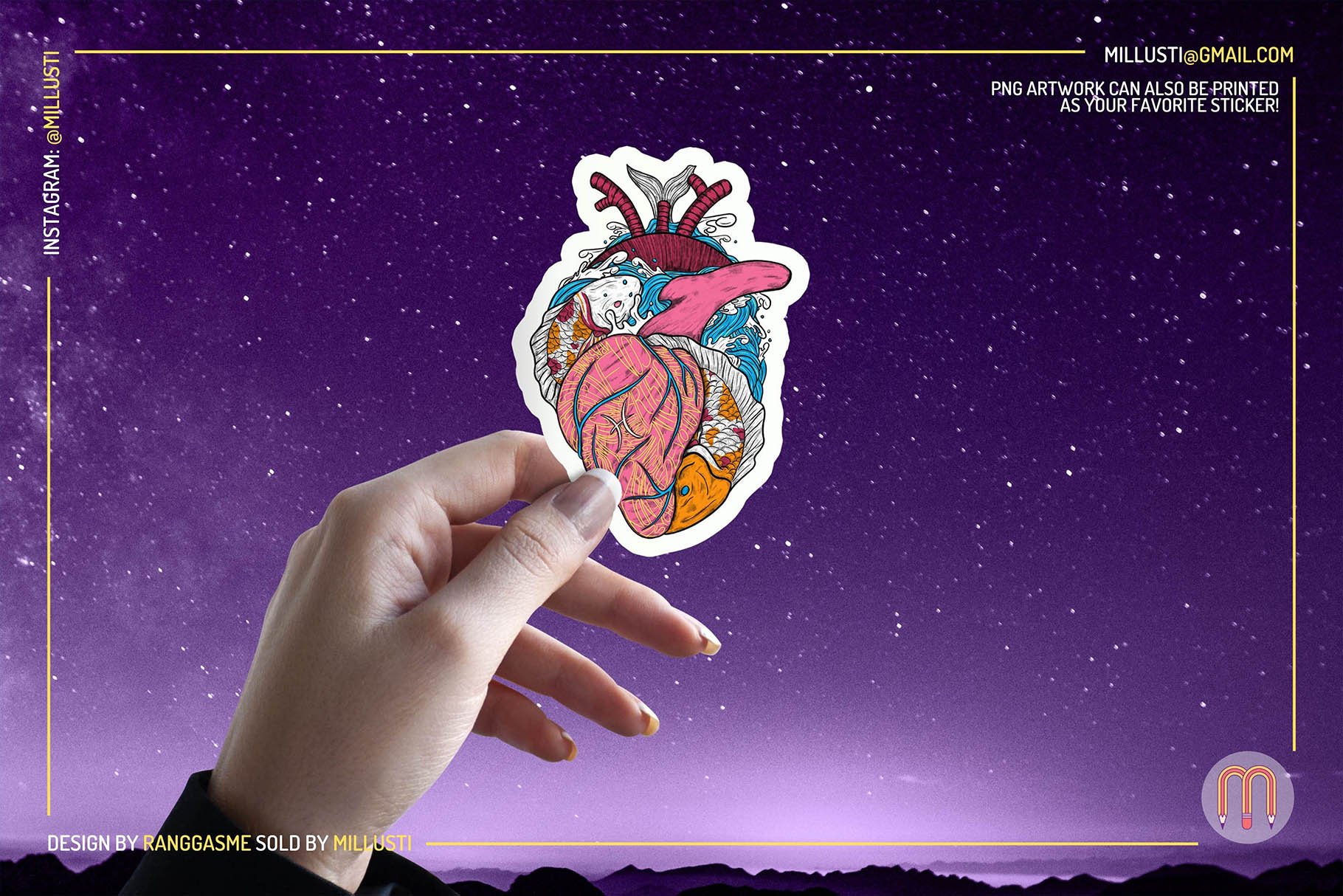 Use this astrology heart design for the stickers.