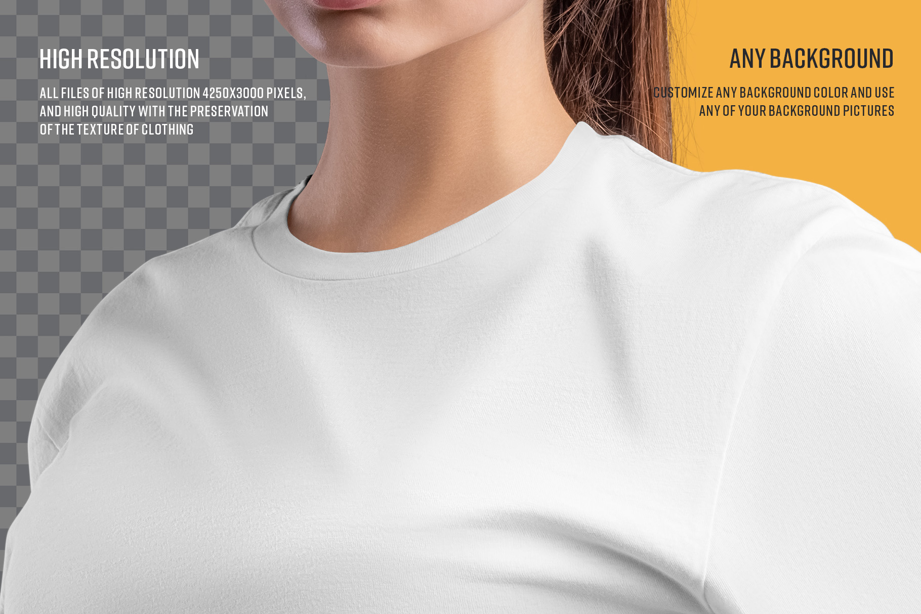 Mockups Crop Top White Woman T-shirt Design preview image.