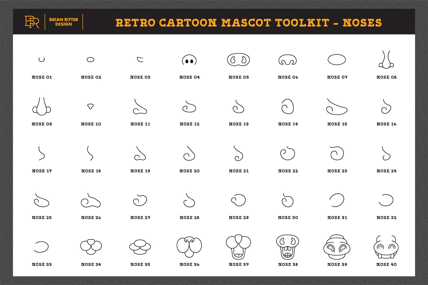 Retro cartoon mascot toolkit - noses.