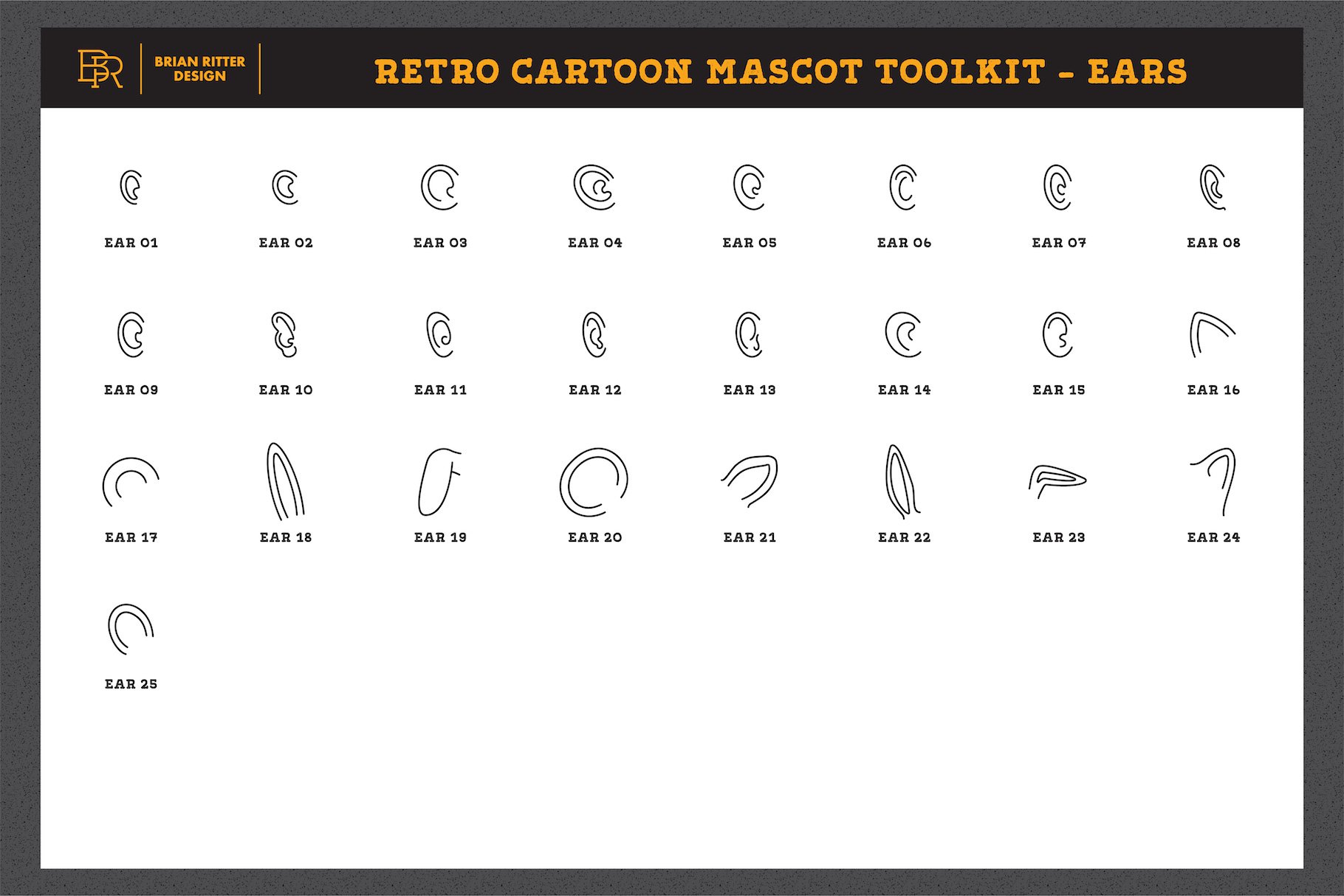 Retro cartoon mascot toolkit - ears.
