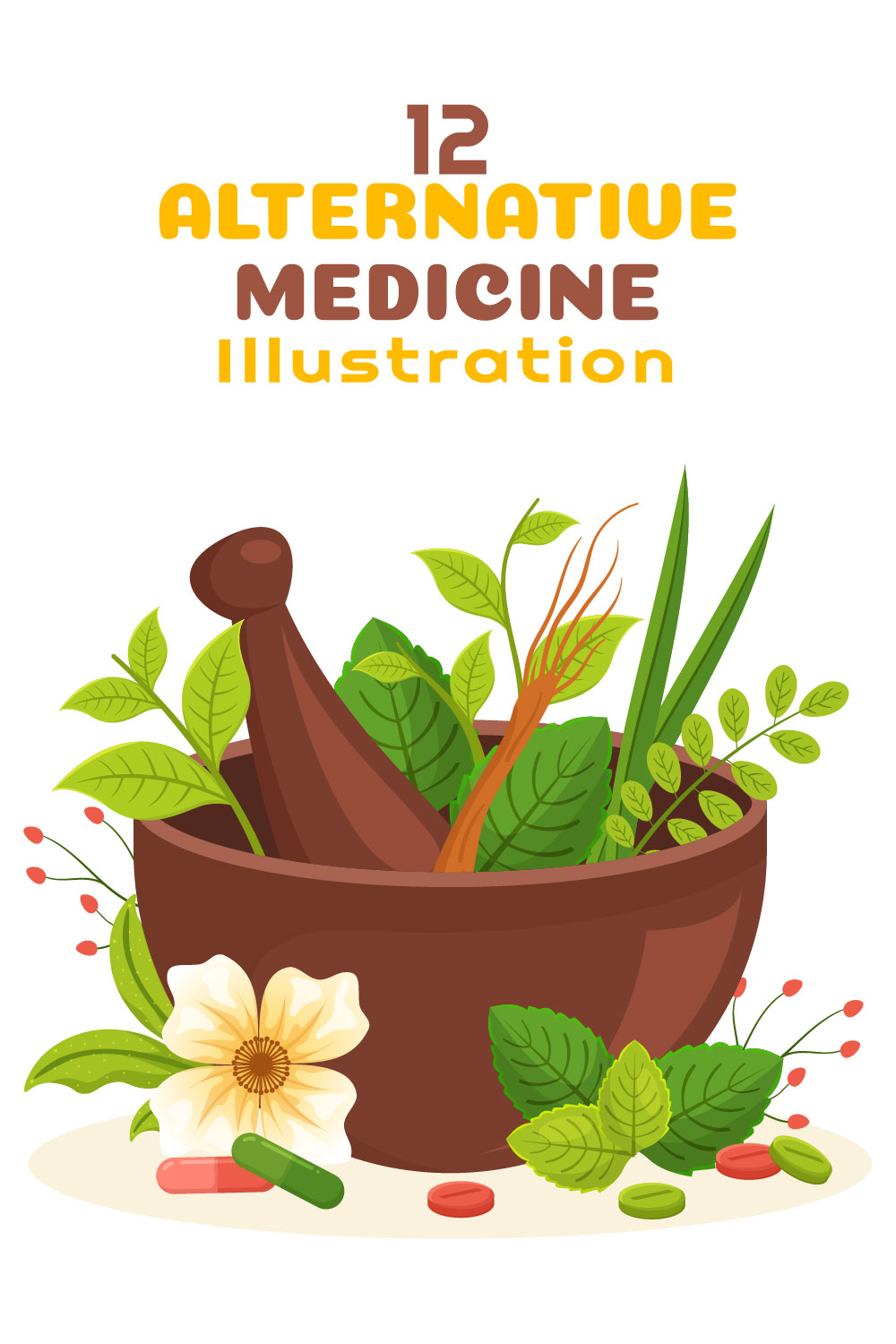 Alternative Medicine Design Illustration pinterest image.