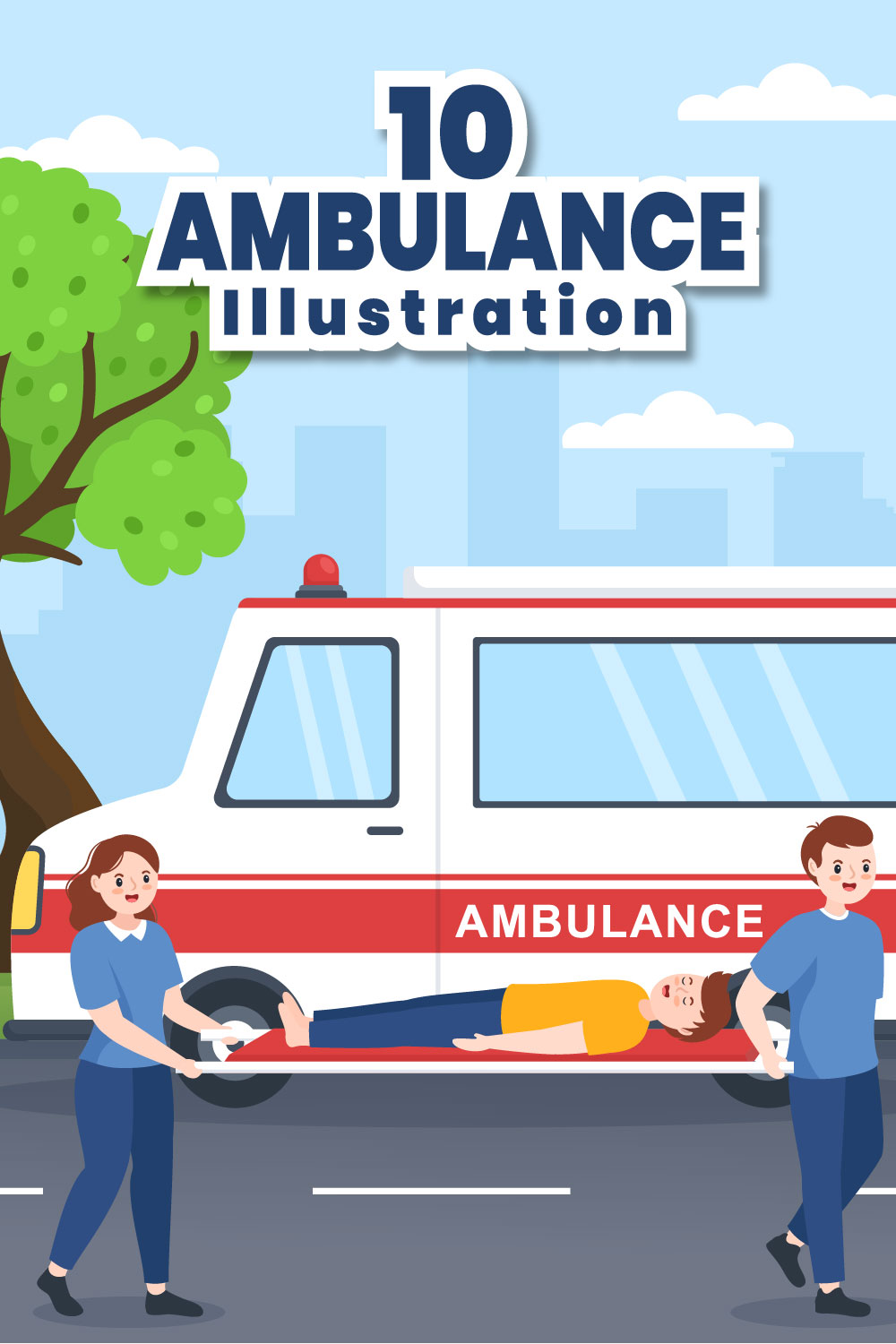 Medical Vehicle Ambulance Car Illustration pinterest image.