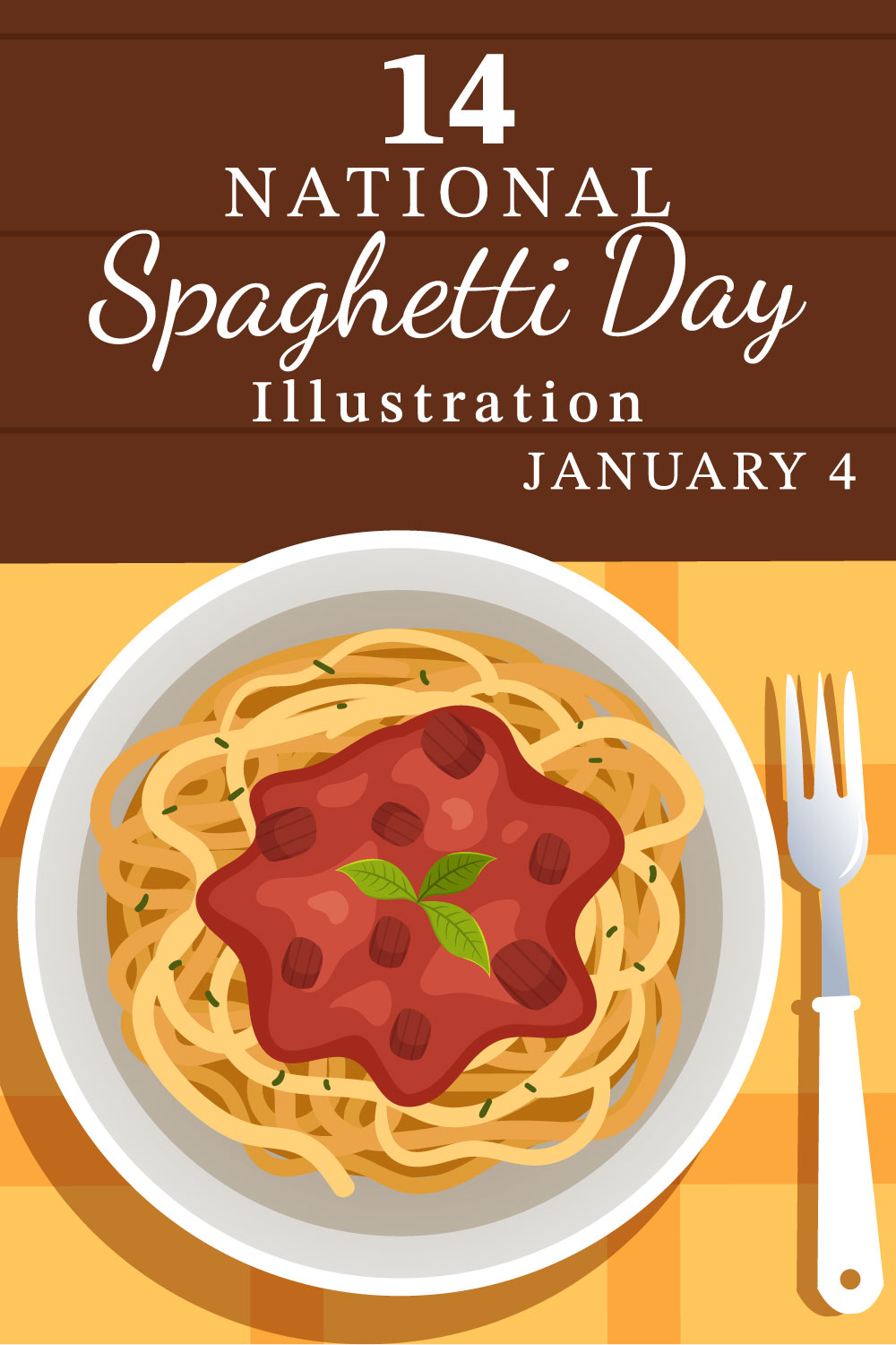 14 National Spaghetti Day Illustration - pinterest image preview.