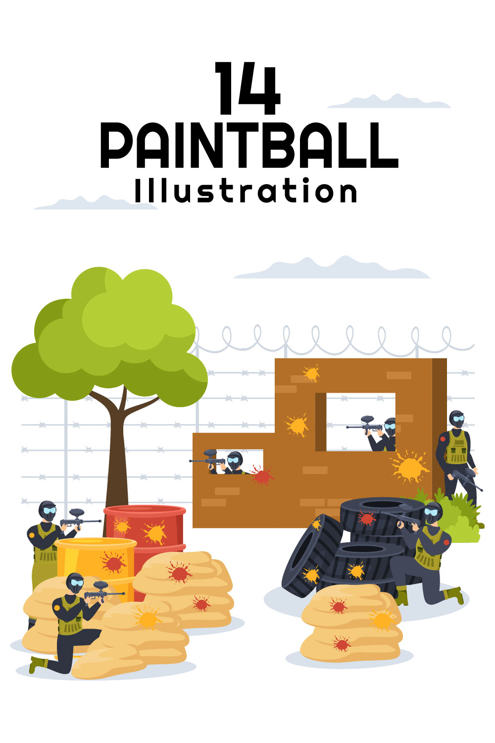 Game Paintball Design Illustration pinterest image.