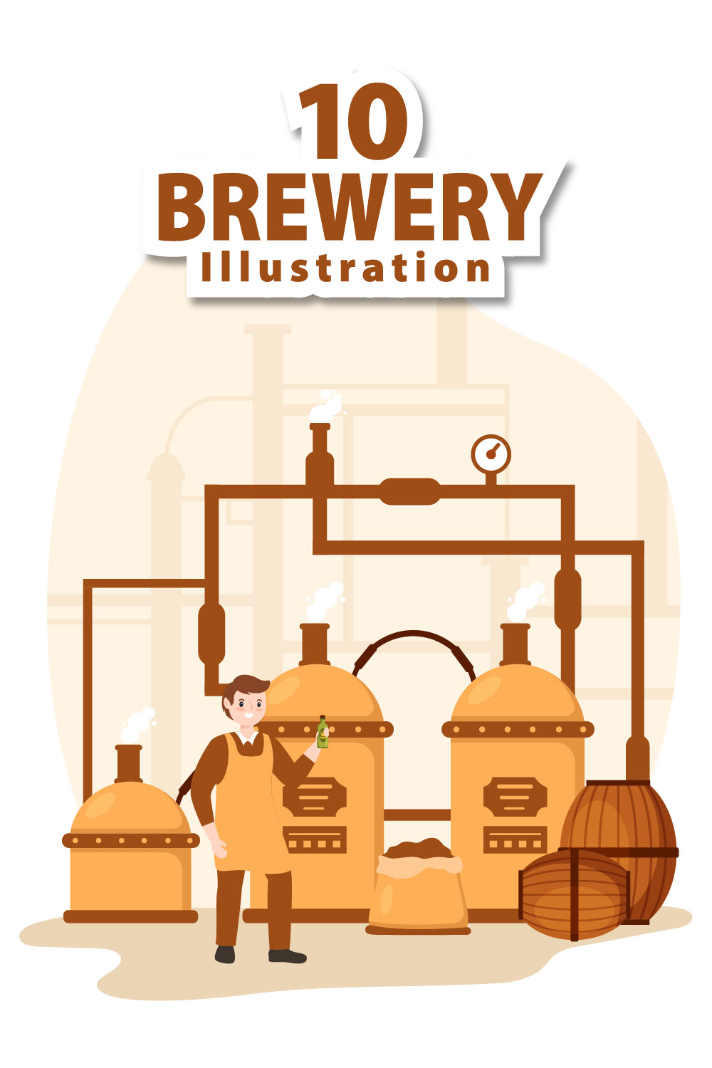 Beer Brewery Illustration pinterest image.