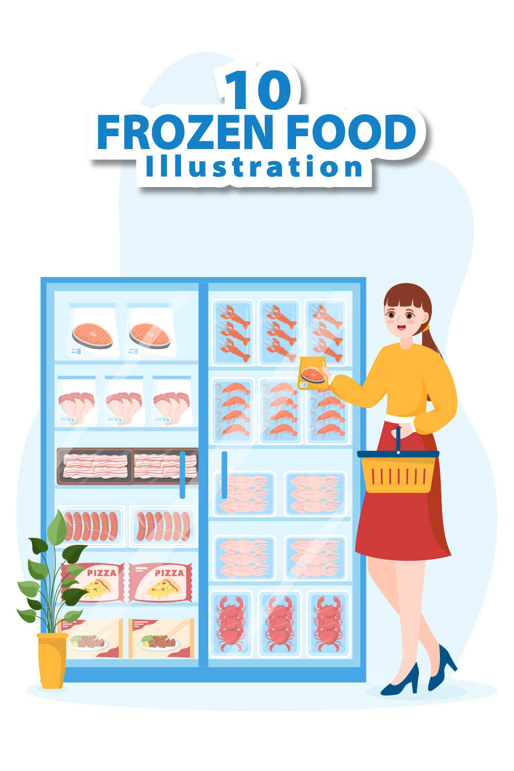 Frozen Food Store Illustration pinterest image.