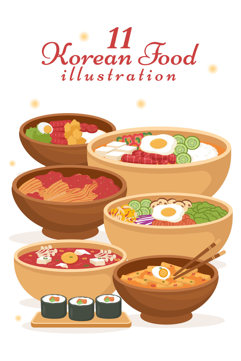 Korean Food Set Menu Illustration pinterest image.