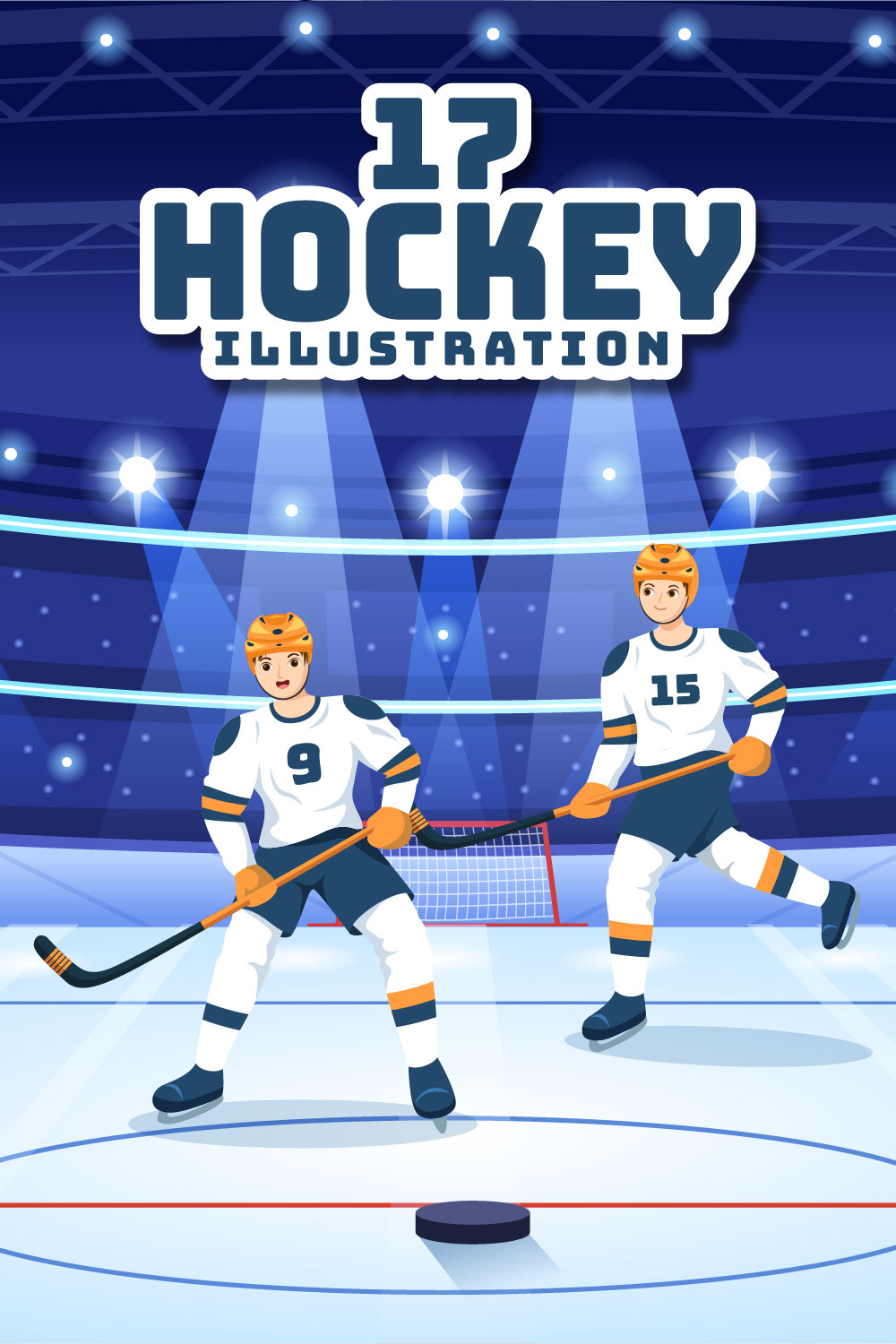 Ice Hockey Player Sport Illustration pinterest image.