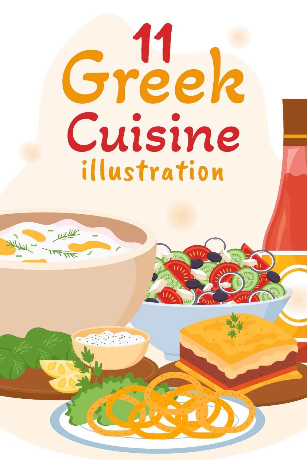 Restaurant Greek Cuisine Illustration pinterest image.