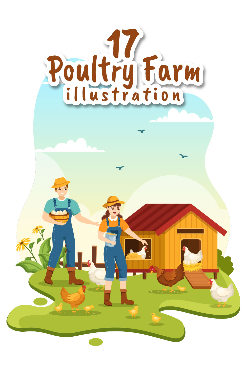 Poultry Farm Design Illustration pinterest image.