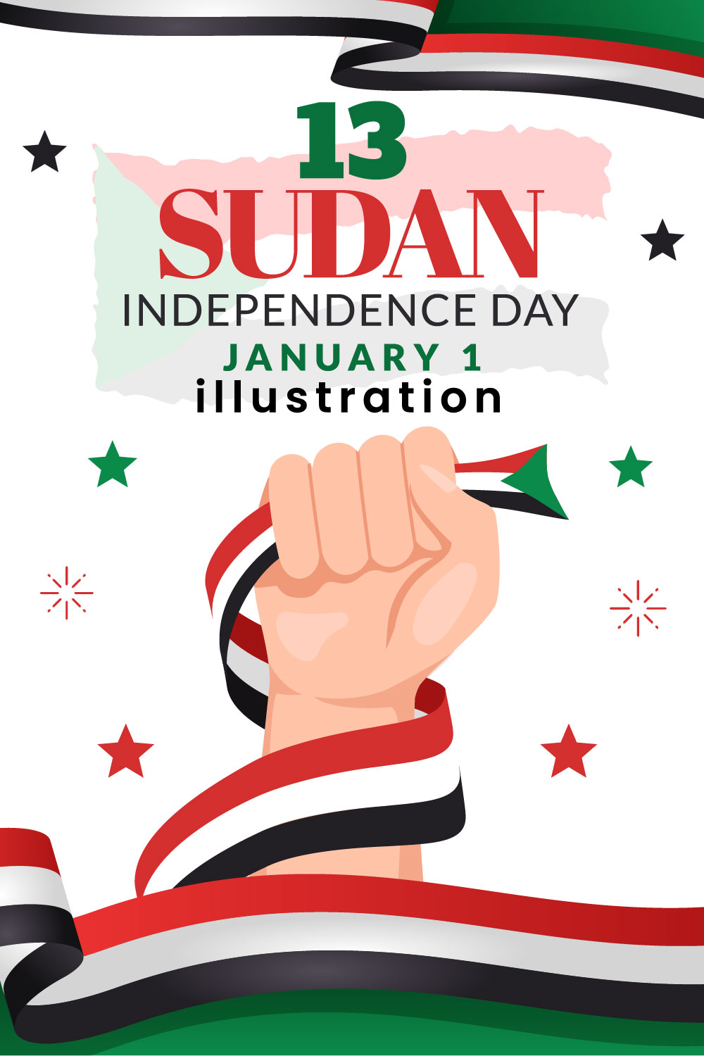 Sudan Independence Day Illustration pinterest image.