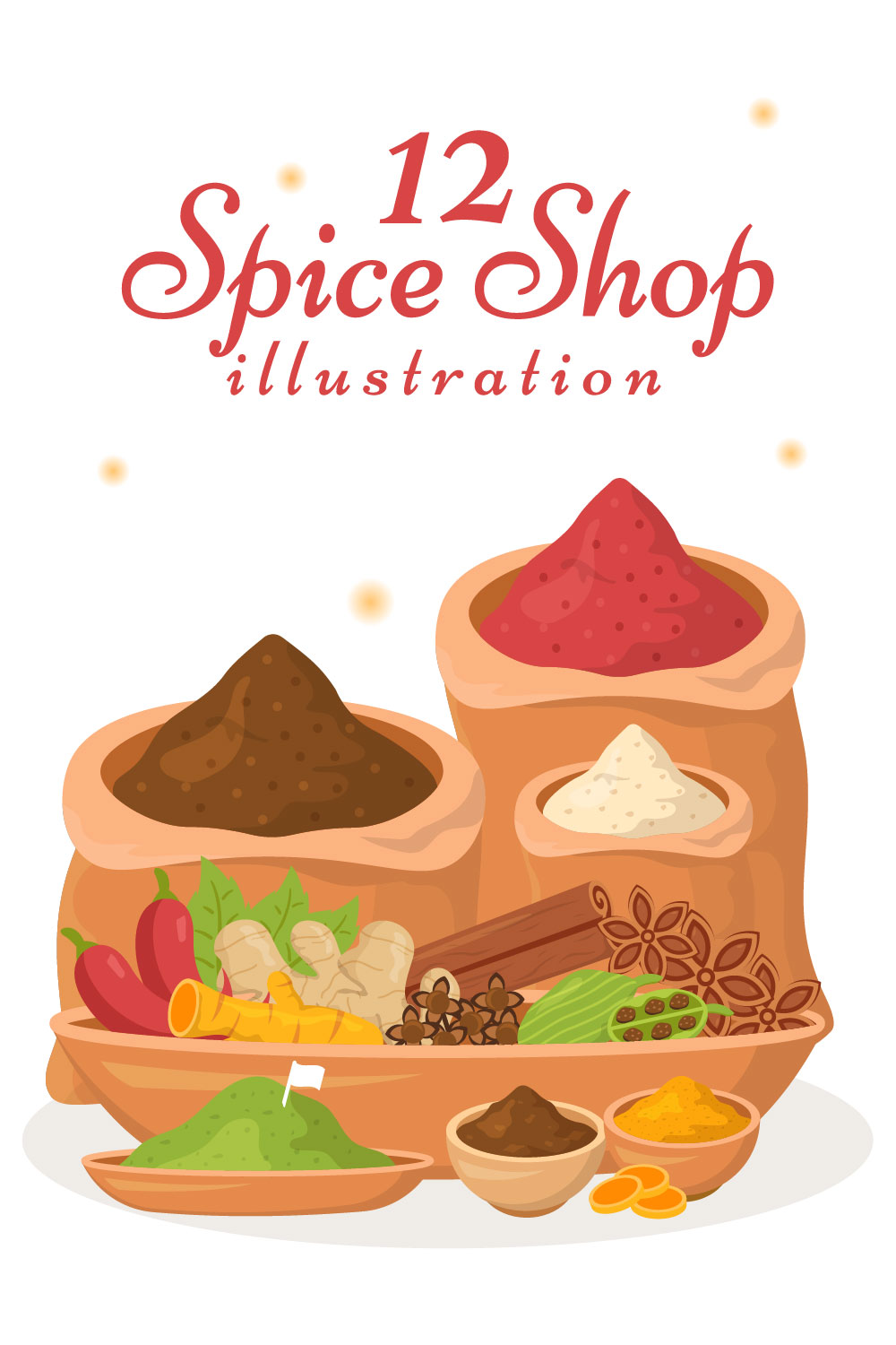 Spice Shop and Seasoning Illustration pinterest image.