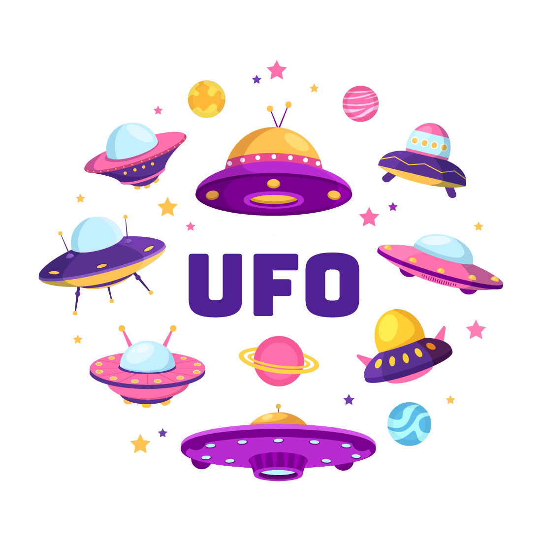 UFO Flying Spaceship Illustration cover image.