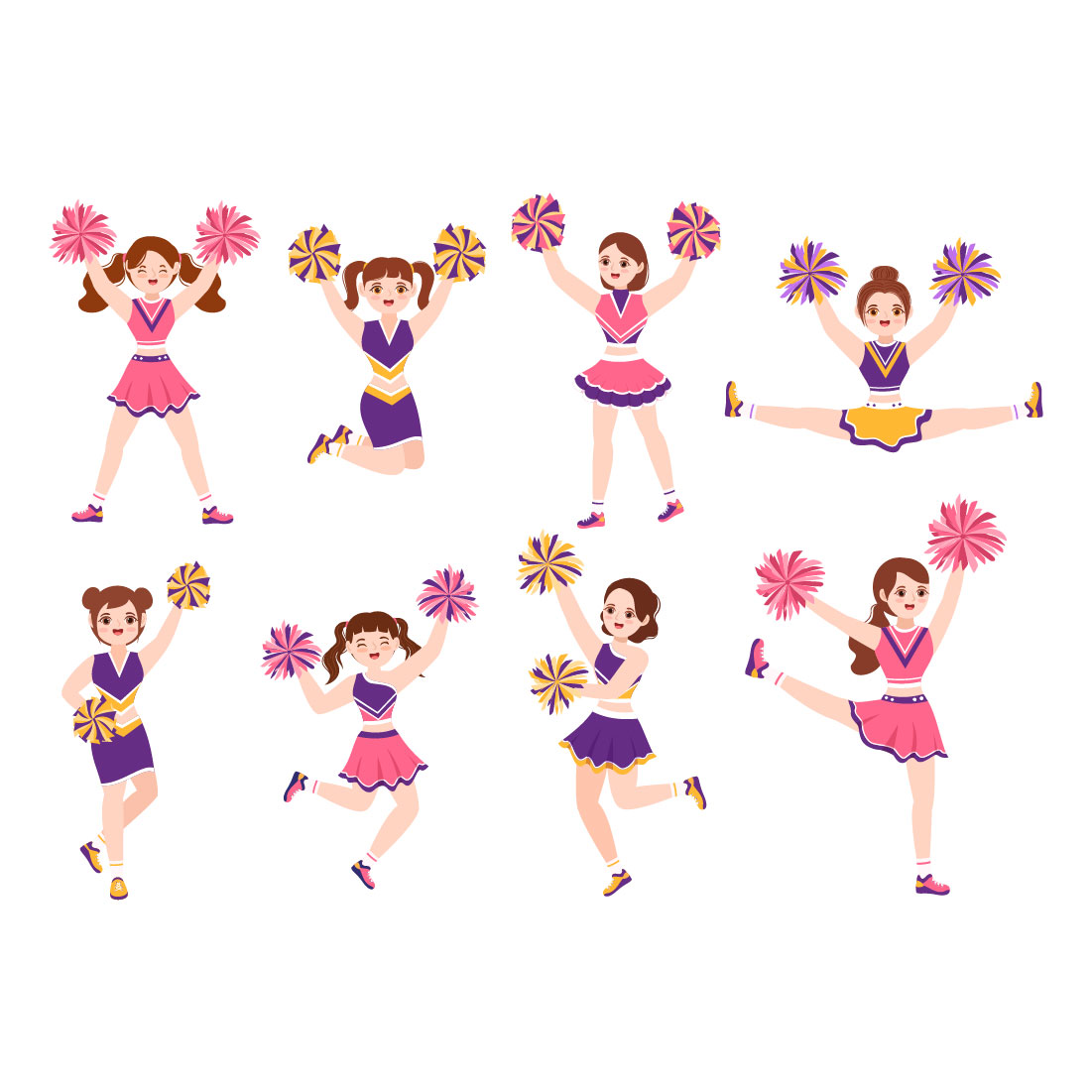Irresistible image with dancing cheerleader girls in pink outfits.