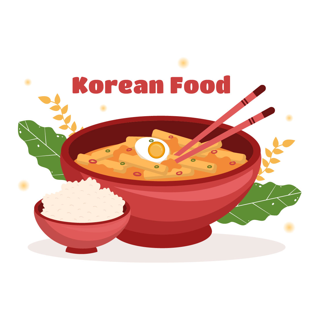 Korean Food Set Cartoon Design Illustration cover image.