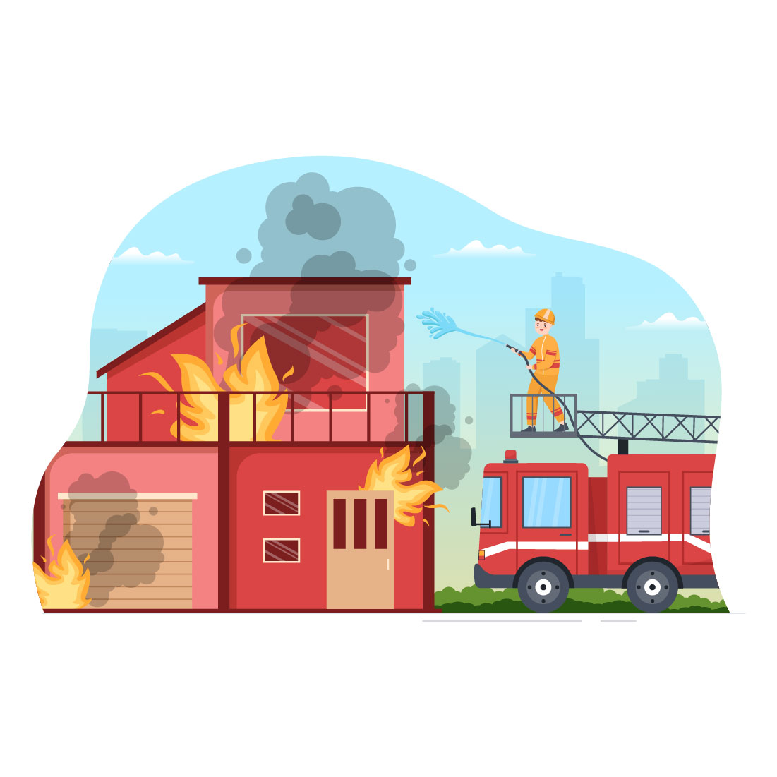 Cartoon Firefighter Design Illustration cover image.