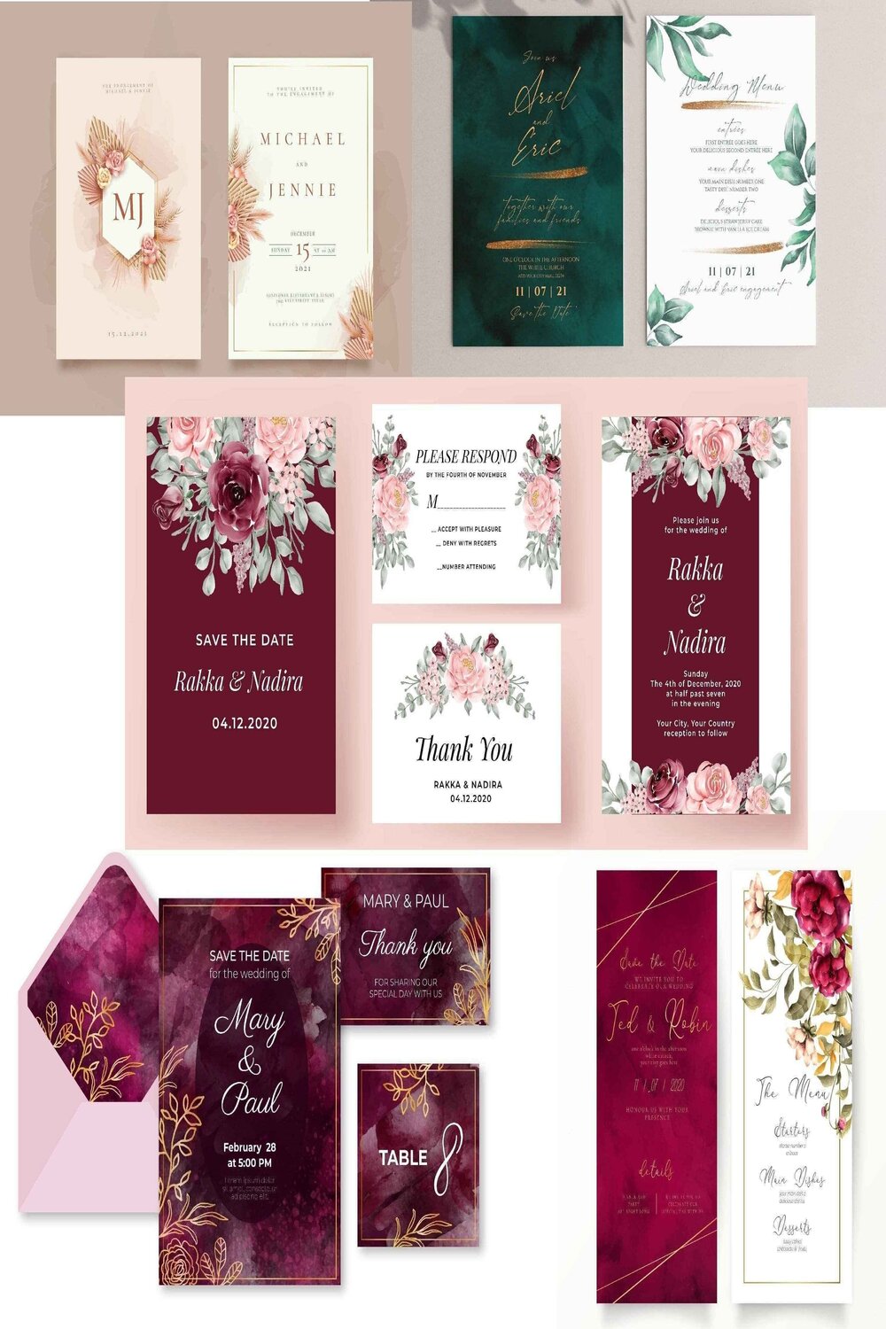 5 Wedding Invitation Card - pinterest image preview.