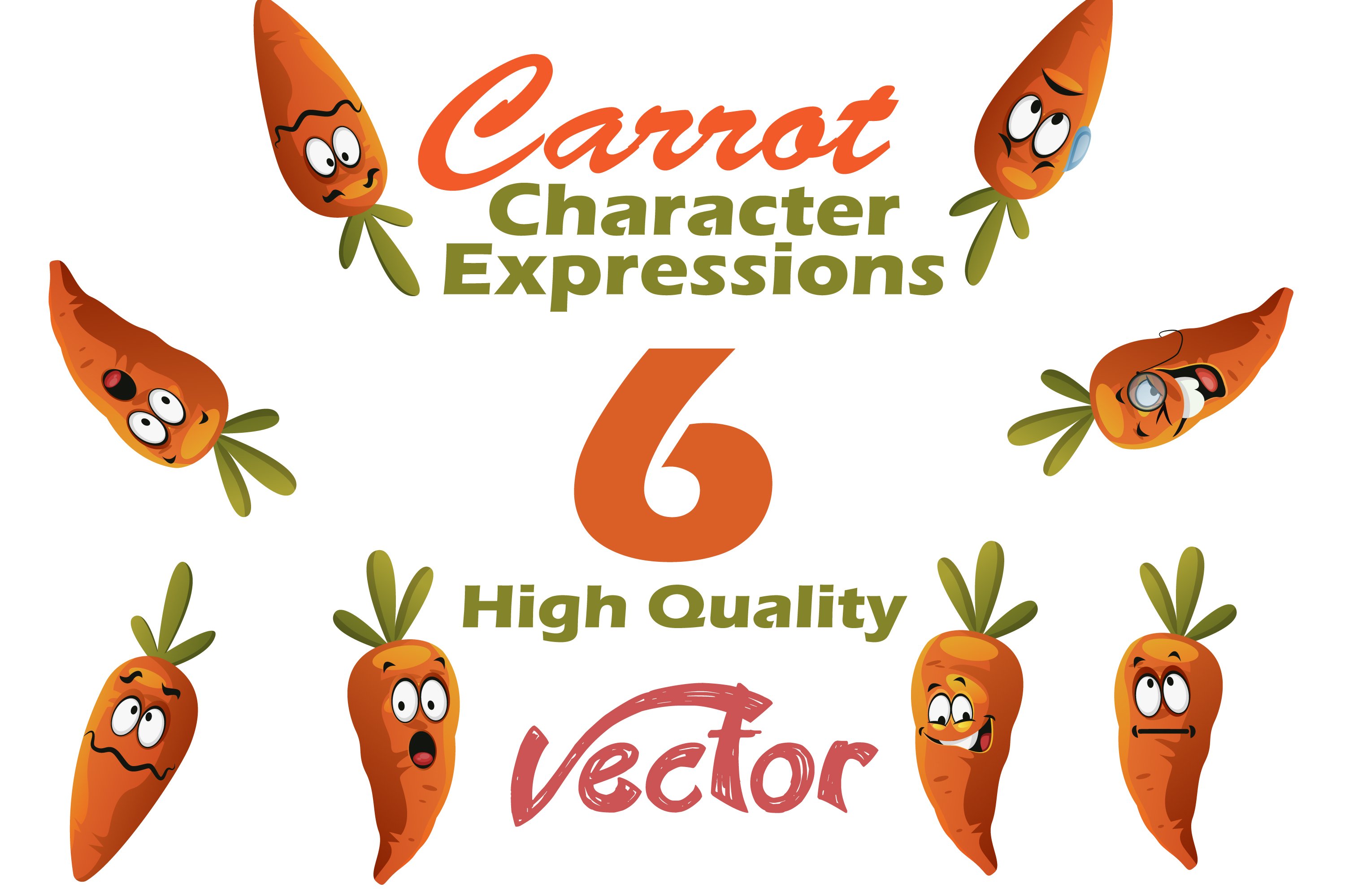 Funny carrot emotions set.