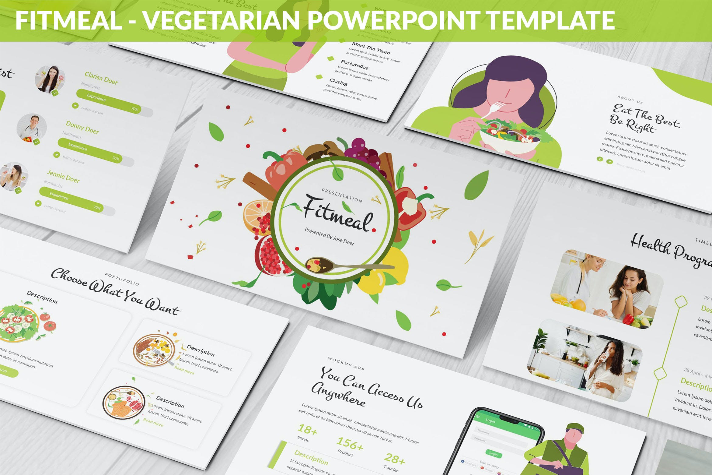 Cover image of Fitmeal Vegetarian Powerpoint Template.