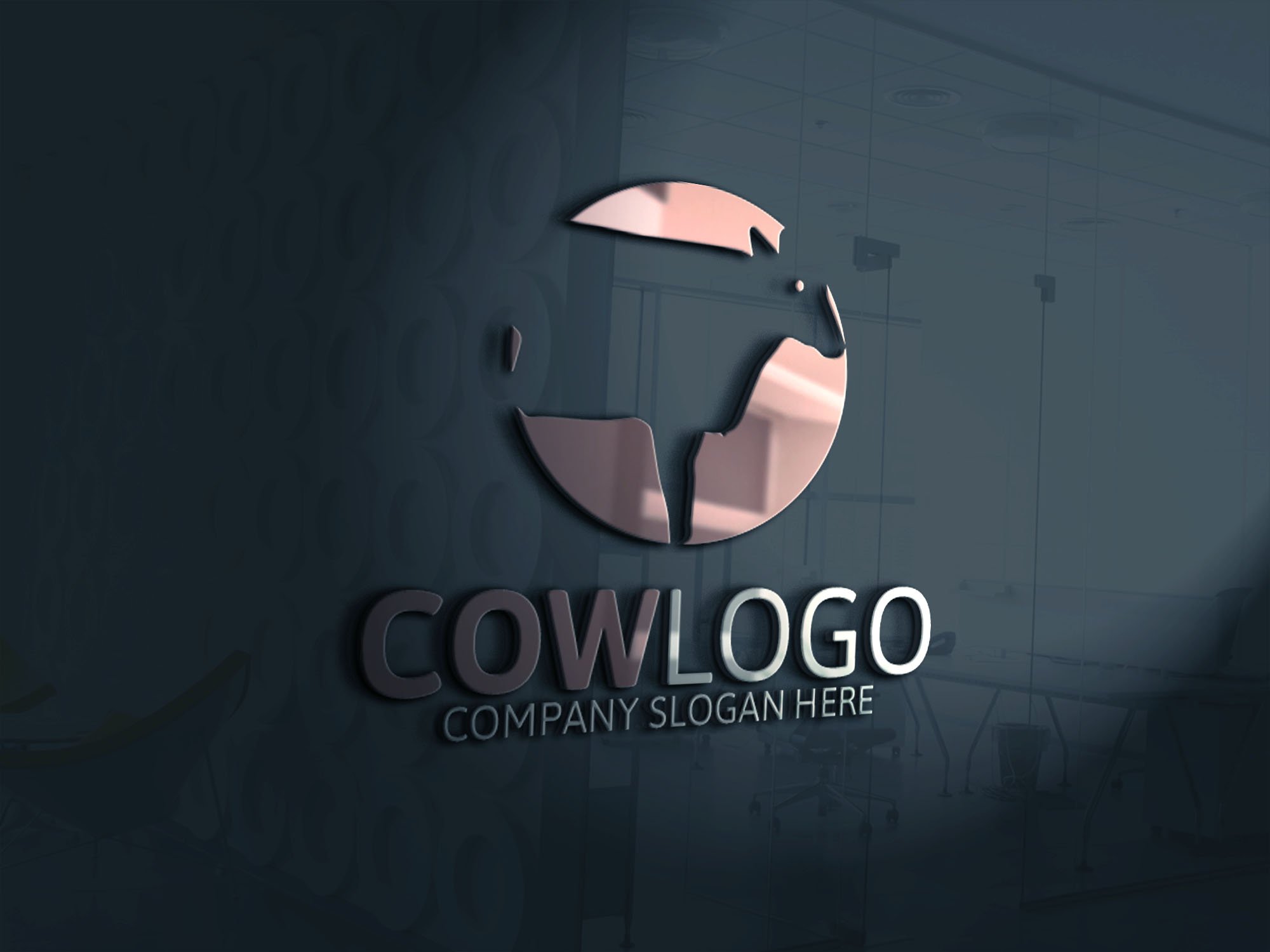 Black matte background with the glance black cow logo.