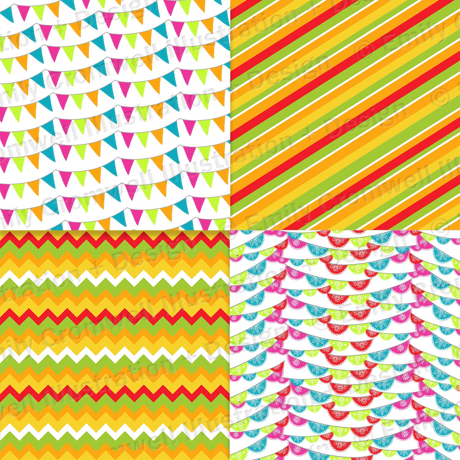 Colorful Mexican patterns with the different prints.